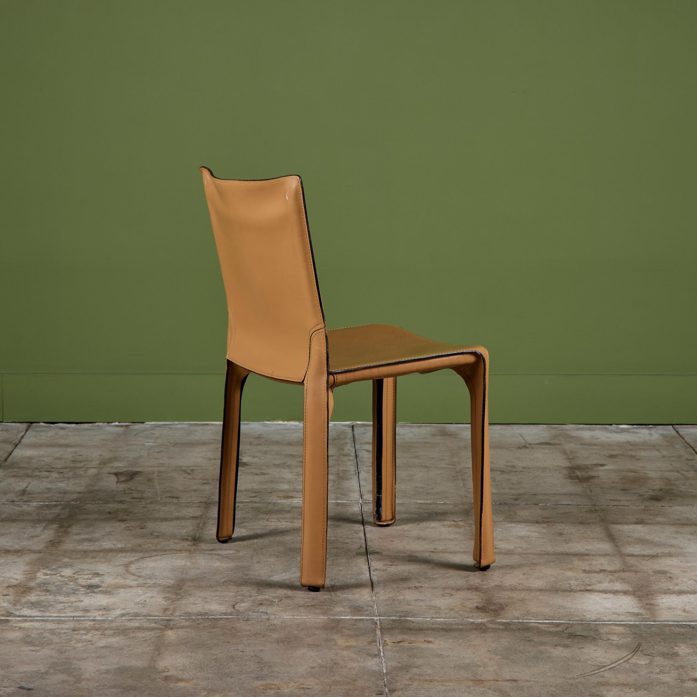 Mario Bellini Tan Cab Side Dining Chair for Cassina For Sale 11