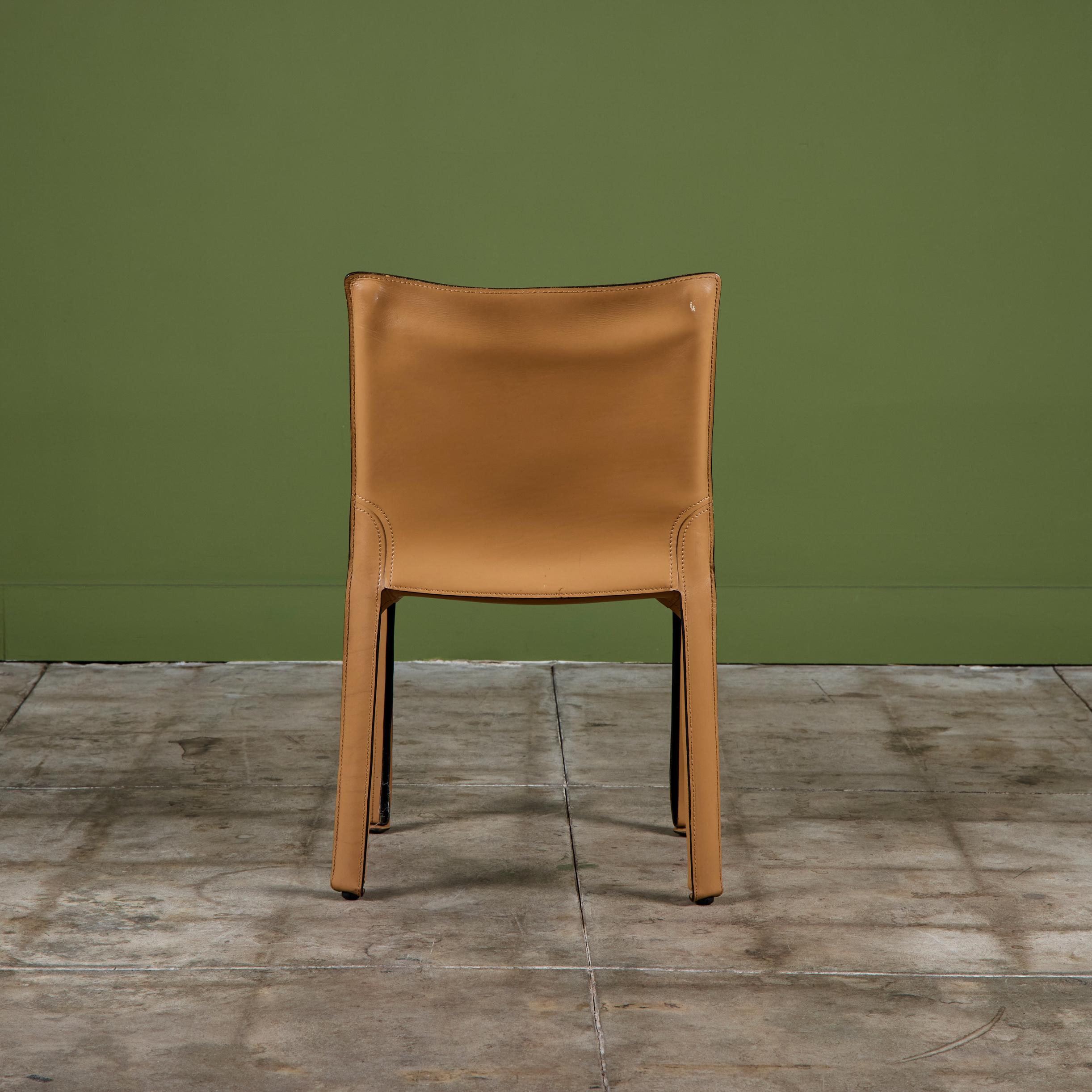 Mario Bellini Tan Cab Side Dining Chair for Cassina For Sale 12
