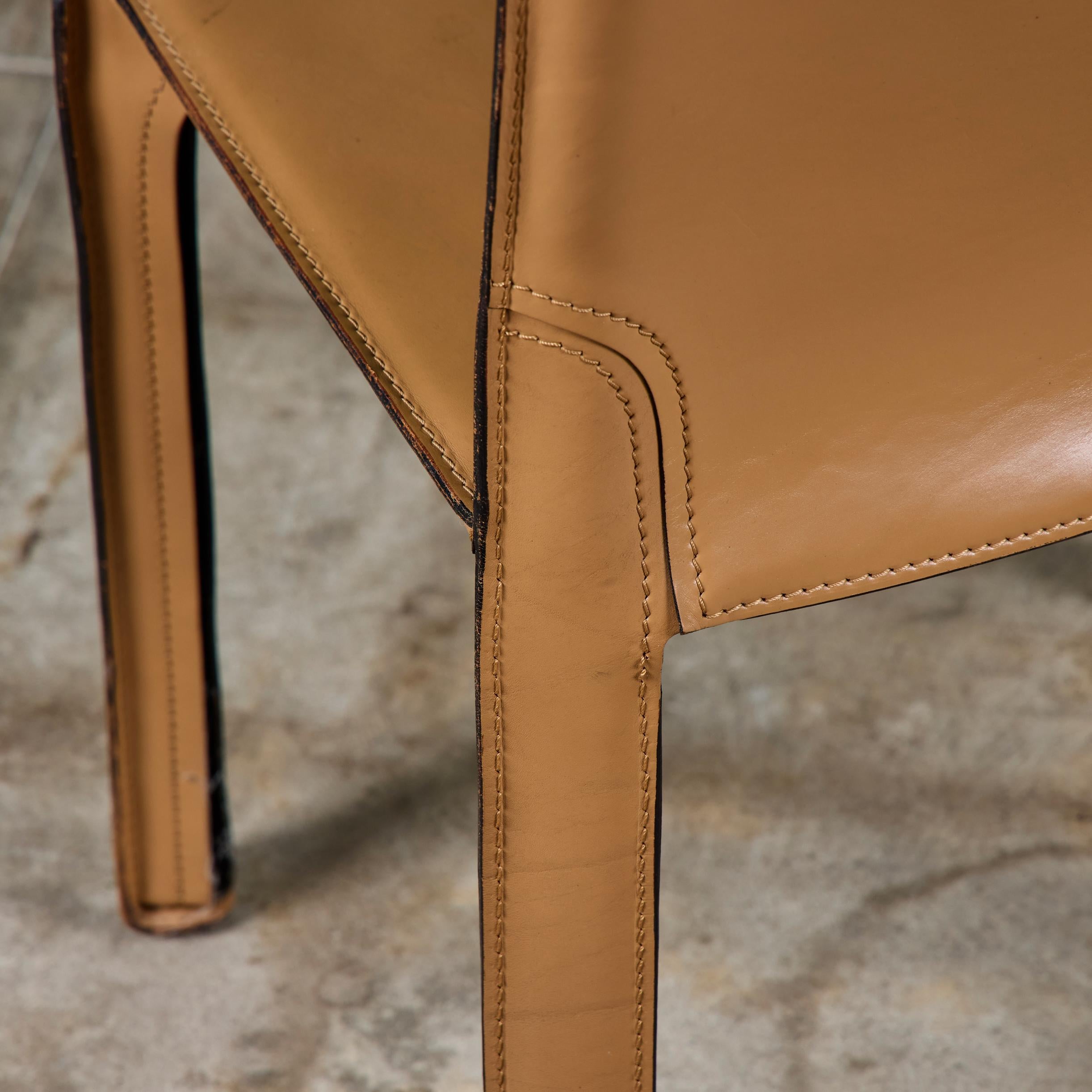 Mario Bellini Tan Cab Side Dining Chair for Cassina For Sale 13