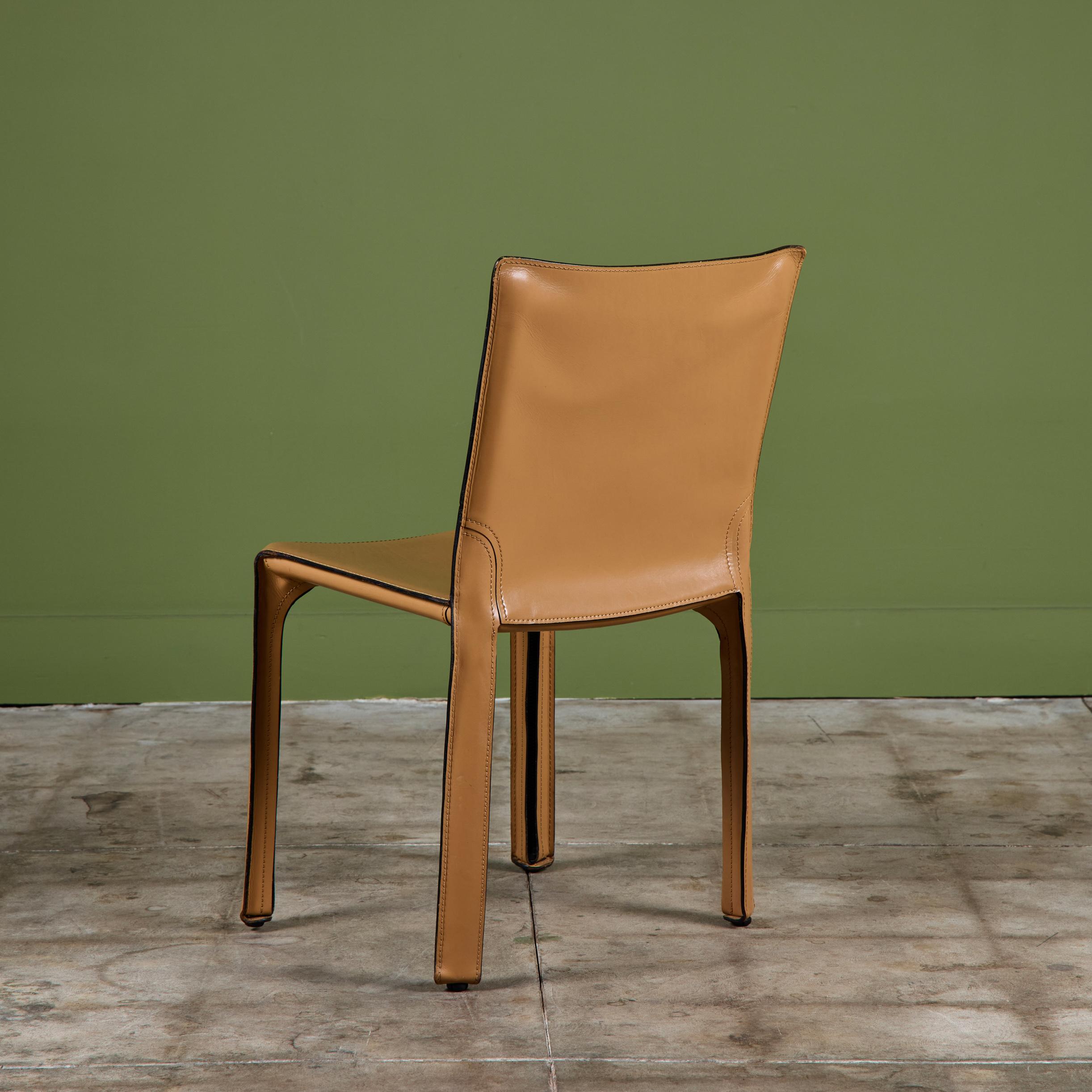 Mid-Century Modern Mario Bellini Tan Cab Side Dining Chair for Cassina For Sale