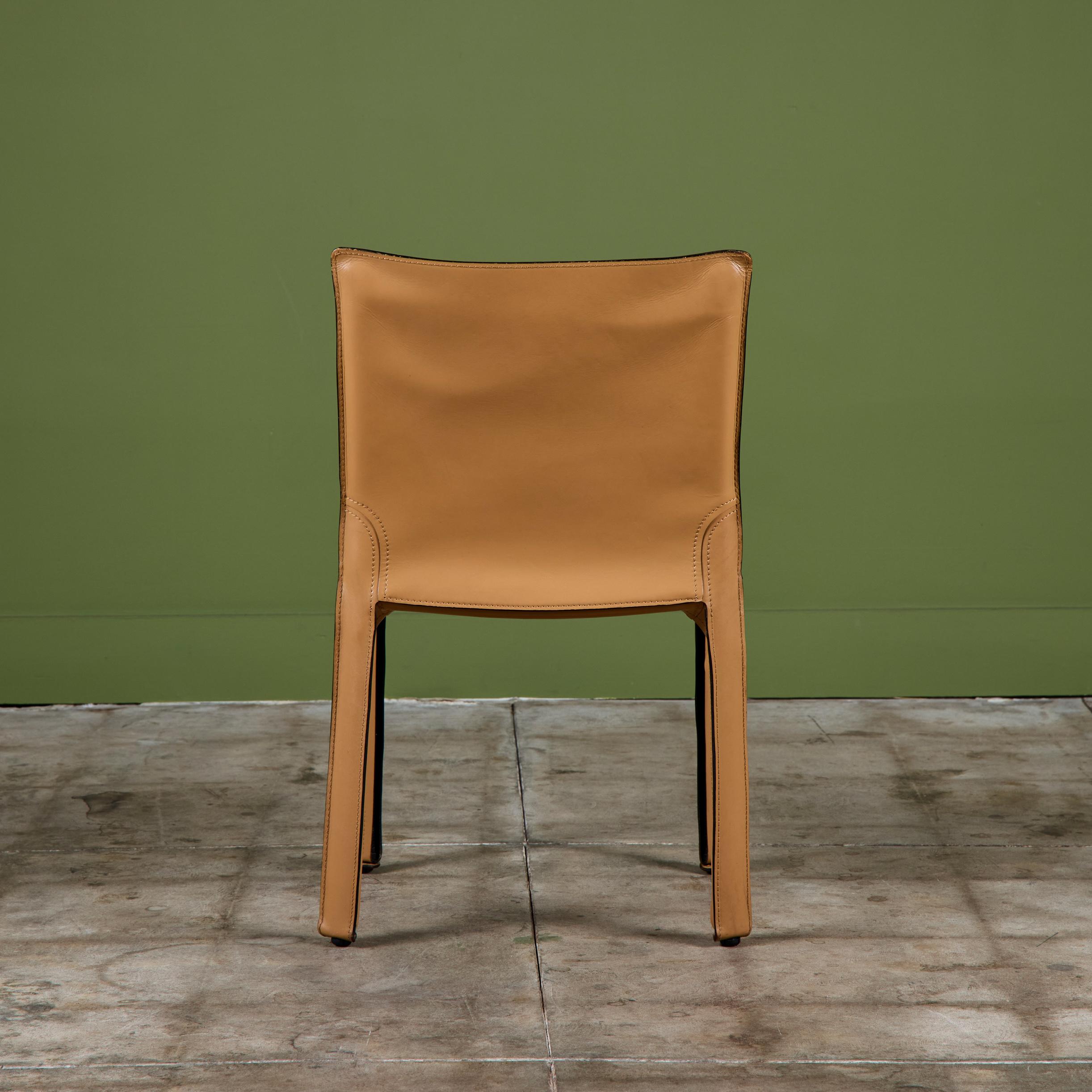 Mario Bellini Tan Cab Side Dining Chair for Cassina For Sale 2