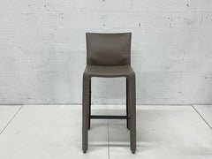 Mario Bellini Taupe Gray Leather CAB Barstools for Cassina, Set of Four