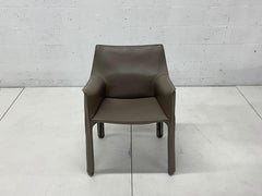 Mario Bellini Taupe Grey Cab 413 Dining or Side Chairs for Cassina, Set of Four
