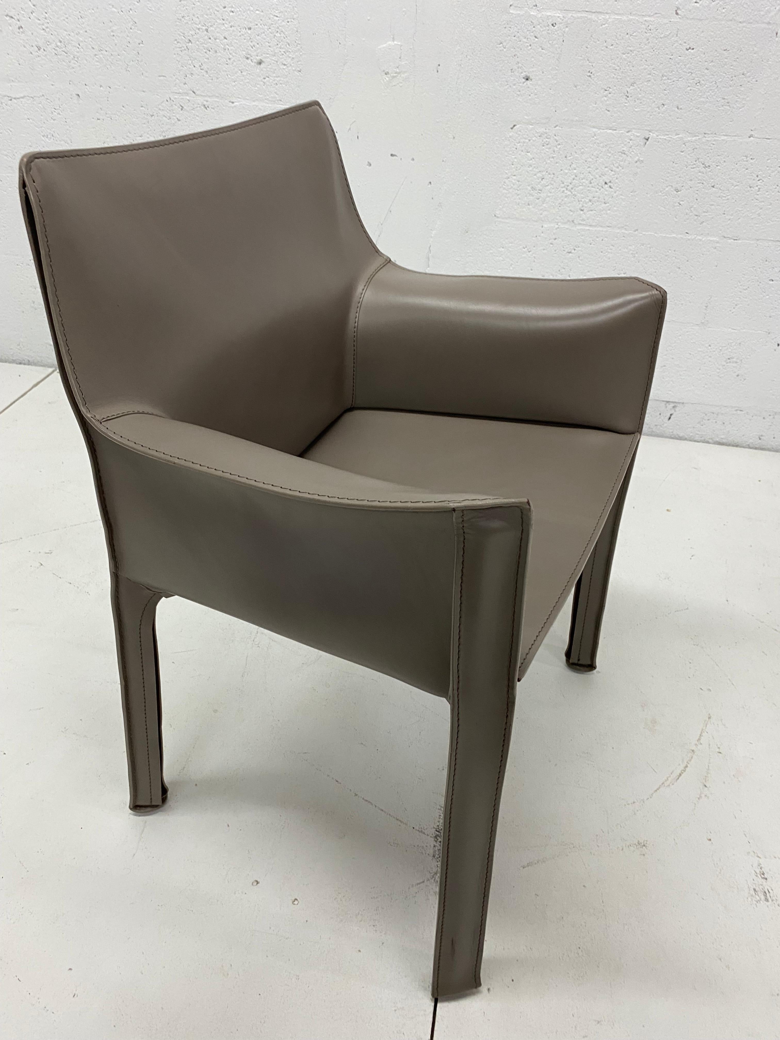 Mario Bellini Taupe Grey Cab 413 Dining or Side Chairs for Cassina, Set of Four 2