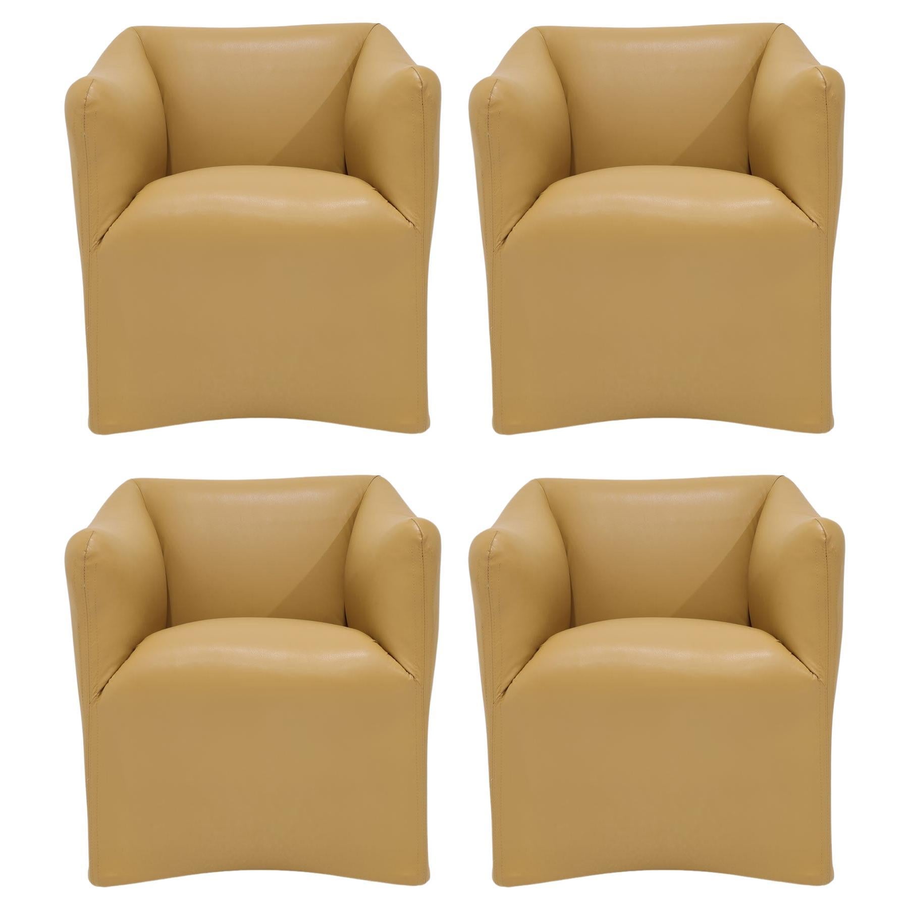 Mario Bellini Tentazione Armchair in Maharam Leather, Set of Four For Sale