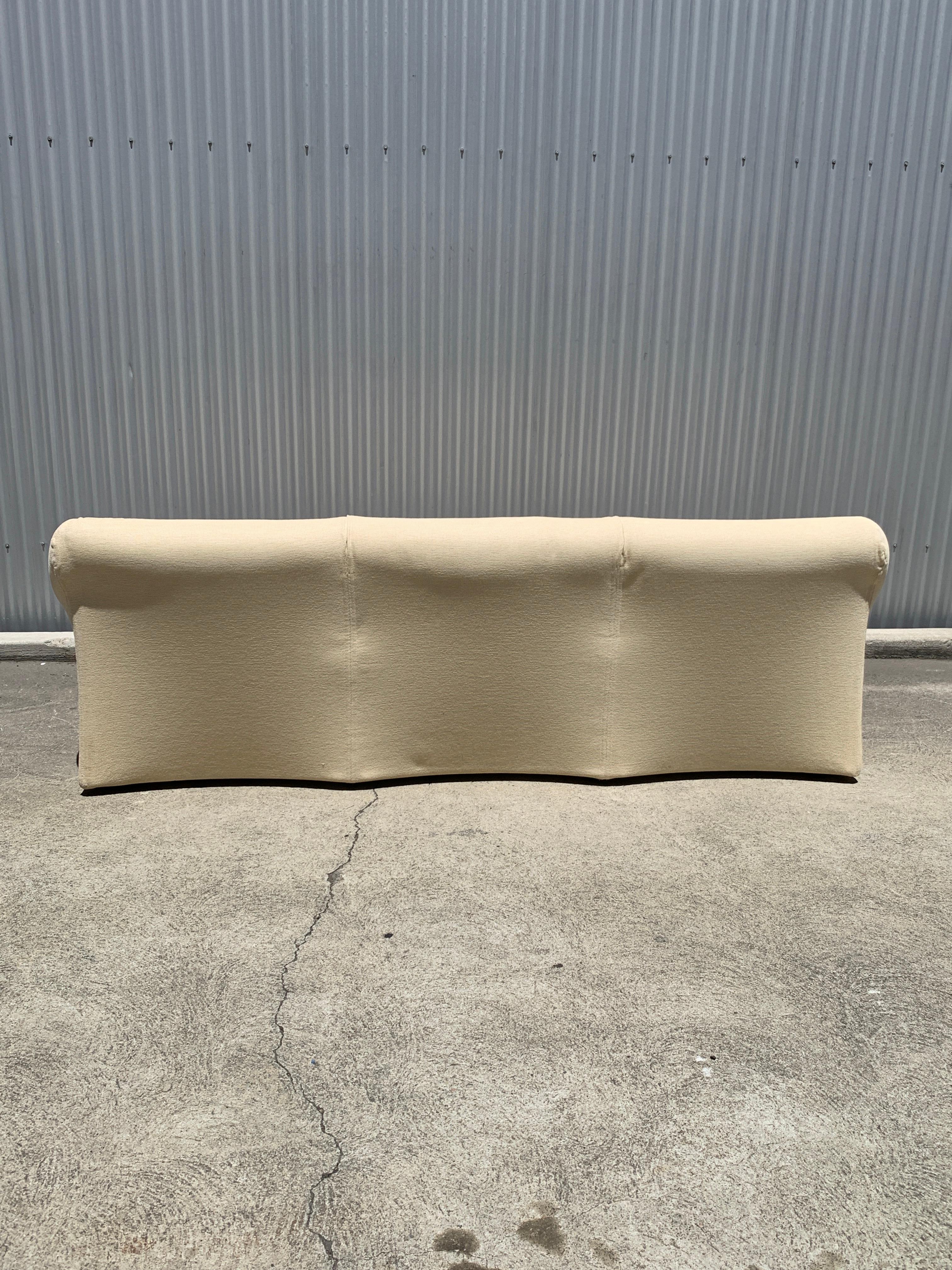 Beautiful sofa designed by Mario Bellini for Cassina manufacture in 1970s period, Italy.

Creme color boucle original upholstery, steel frame construction. 