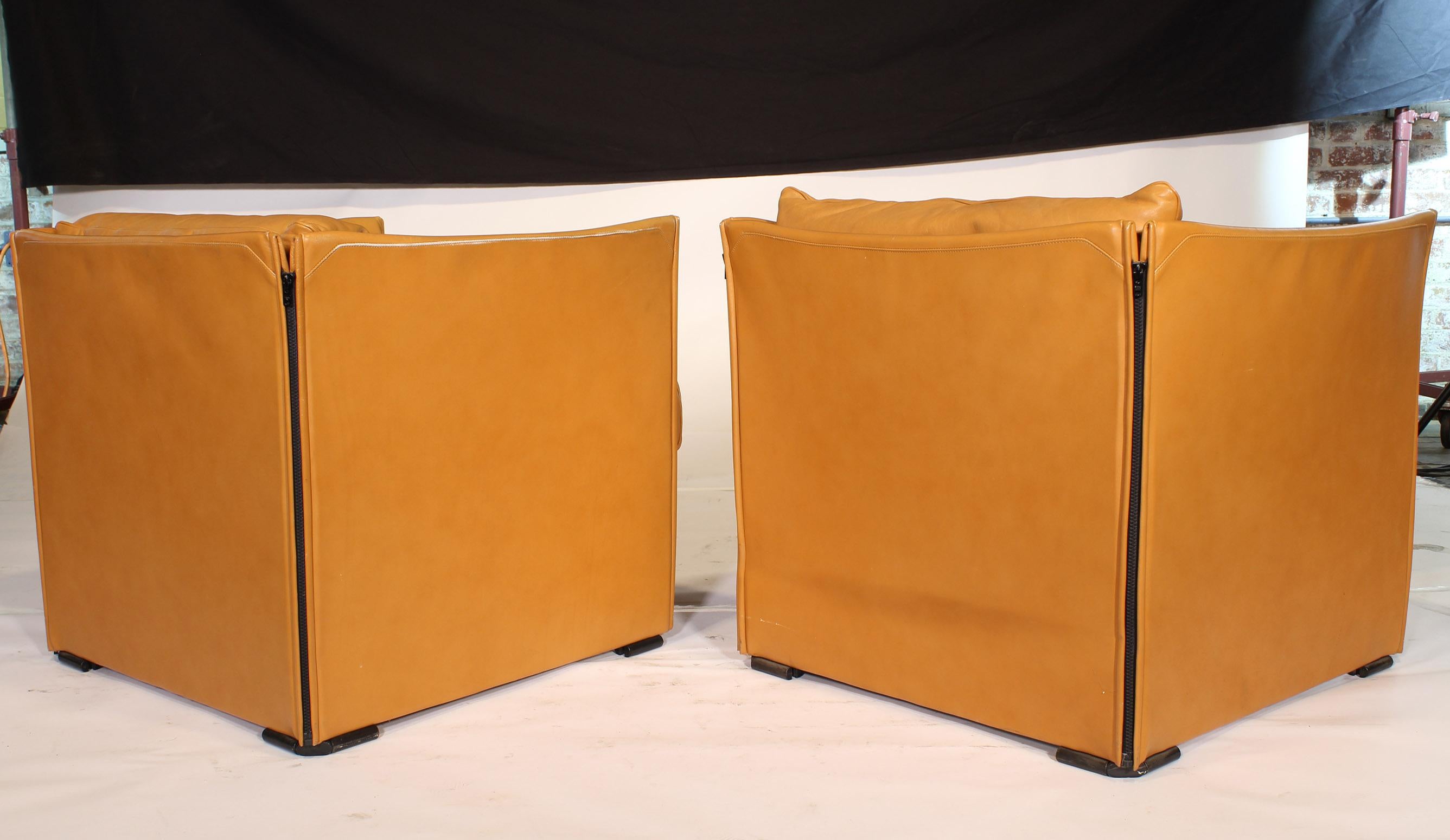 Mid-Century Modern Mario Bellini Tilbury Leather Armchairs