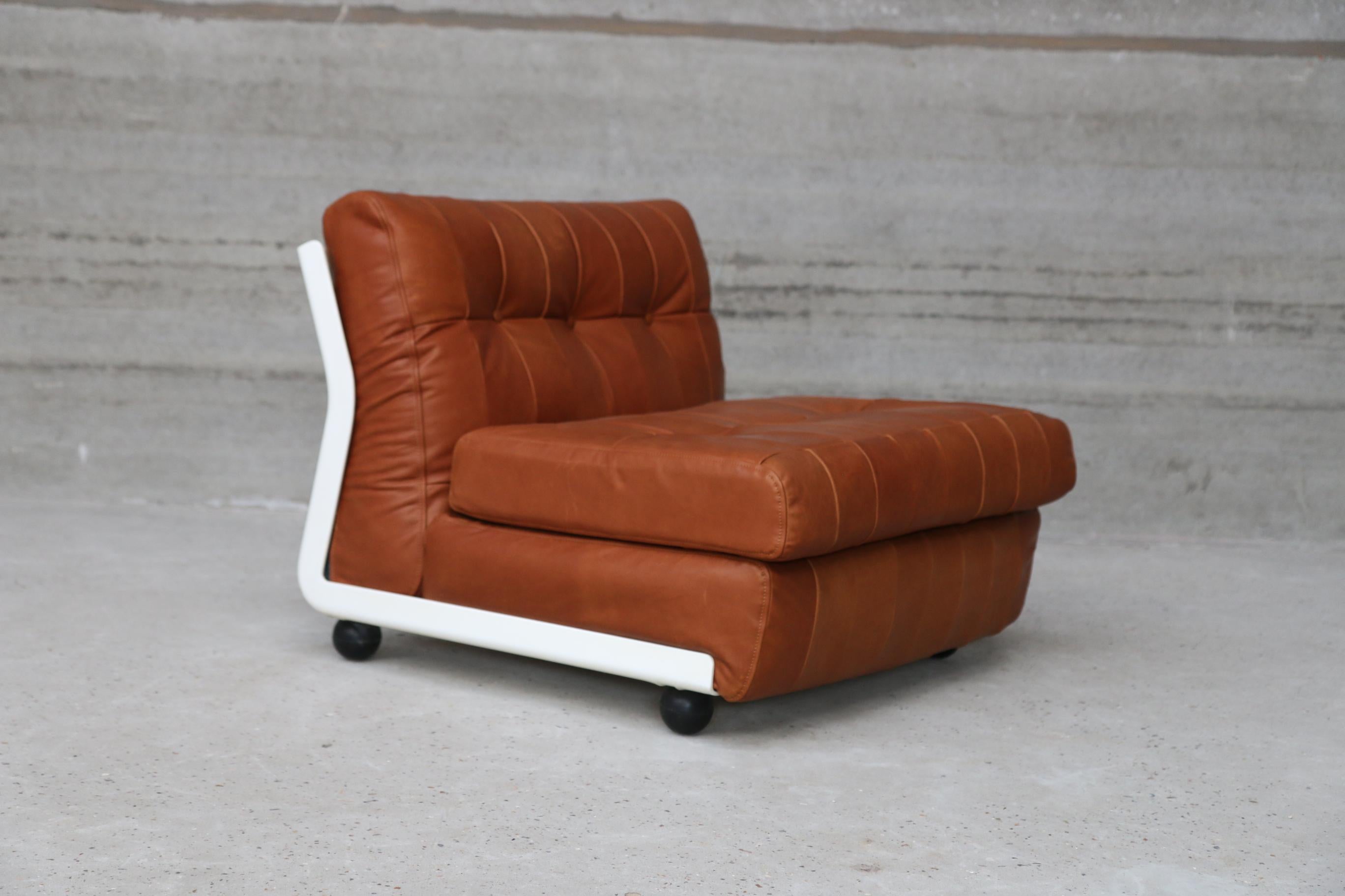 Mid-Century Modern Mario Bellini Vintage Amanta B&B Italia Patchwork Leather Fiberlite Lounge Chair For Sale