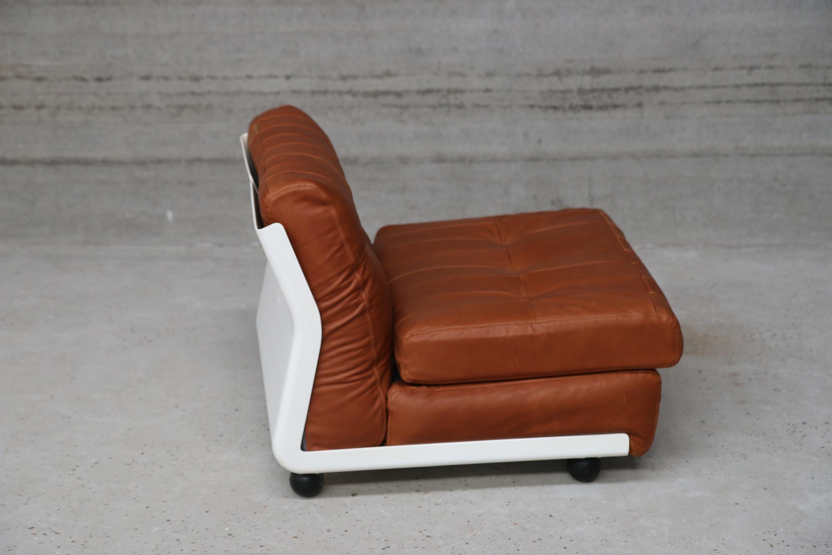 Mario Bellini Vintage Amanta B&B Italia Patchwork Leather Fiberlite Lounge Chair In Good Condition For Sale In Ostend, BE