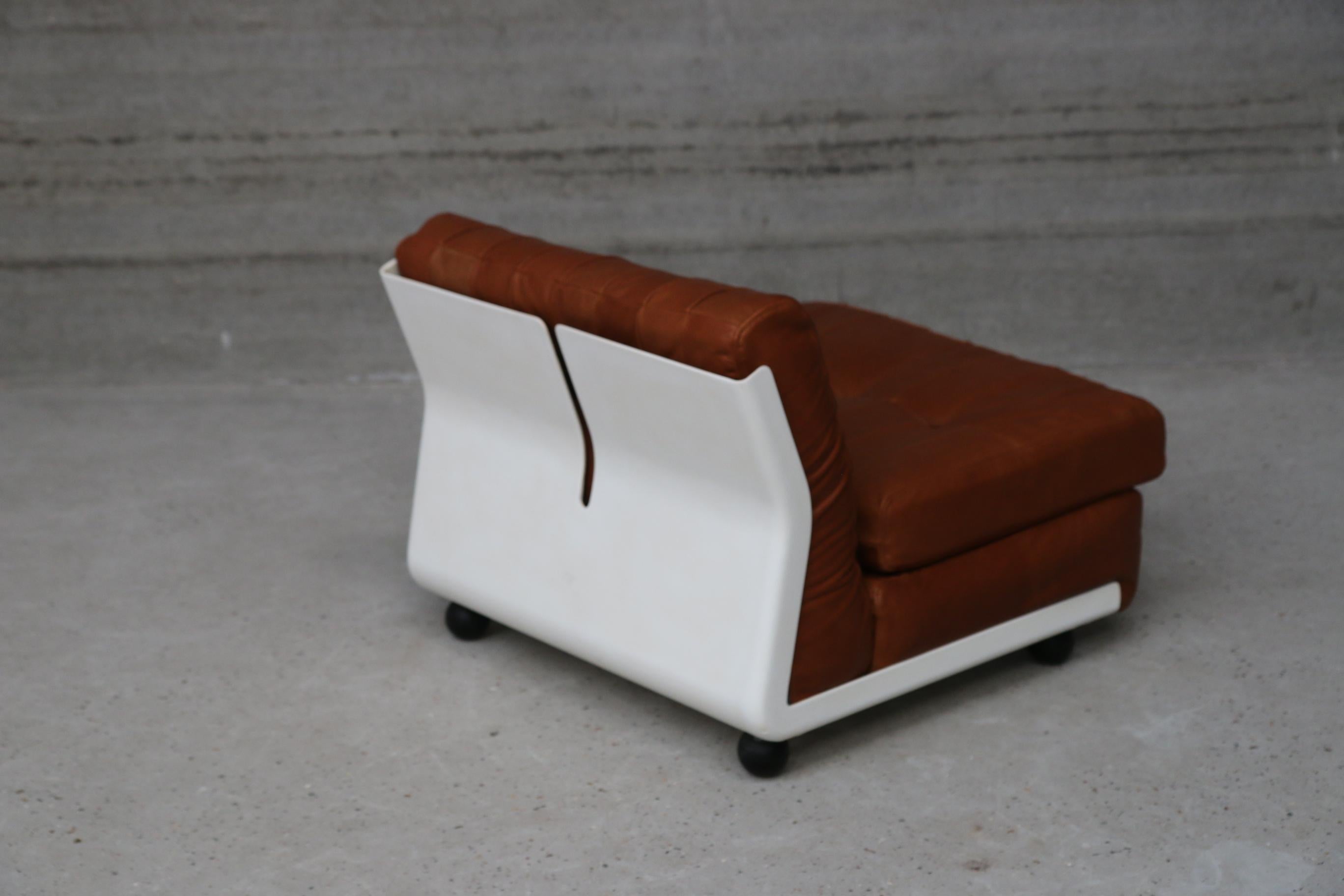 Mario Bellini Vintage Amanta B&B Italia Patchwork Leather Fiberlite Lounge Chair For Sale 1
