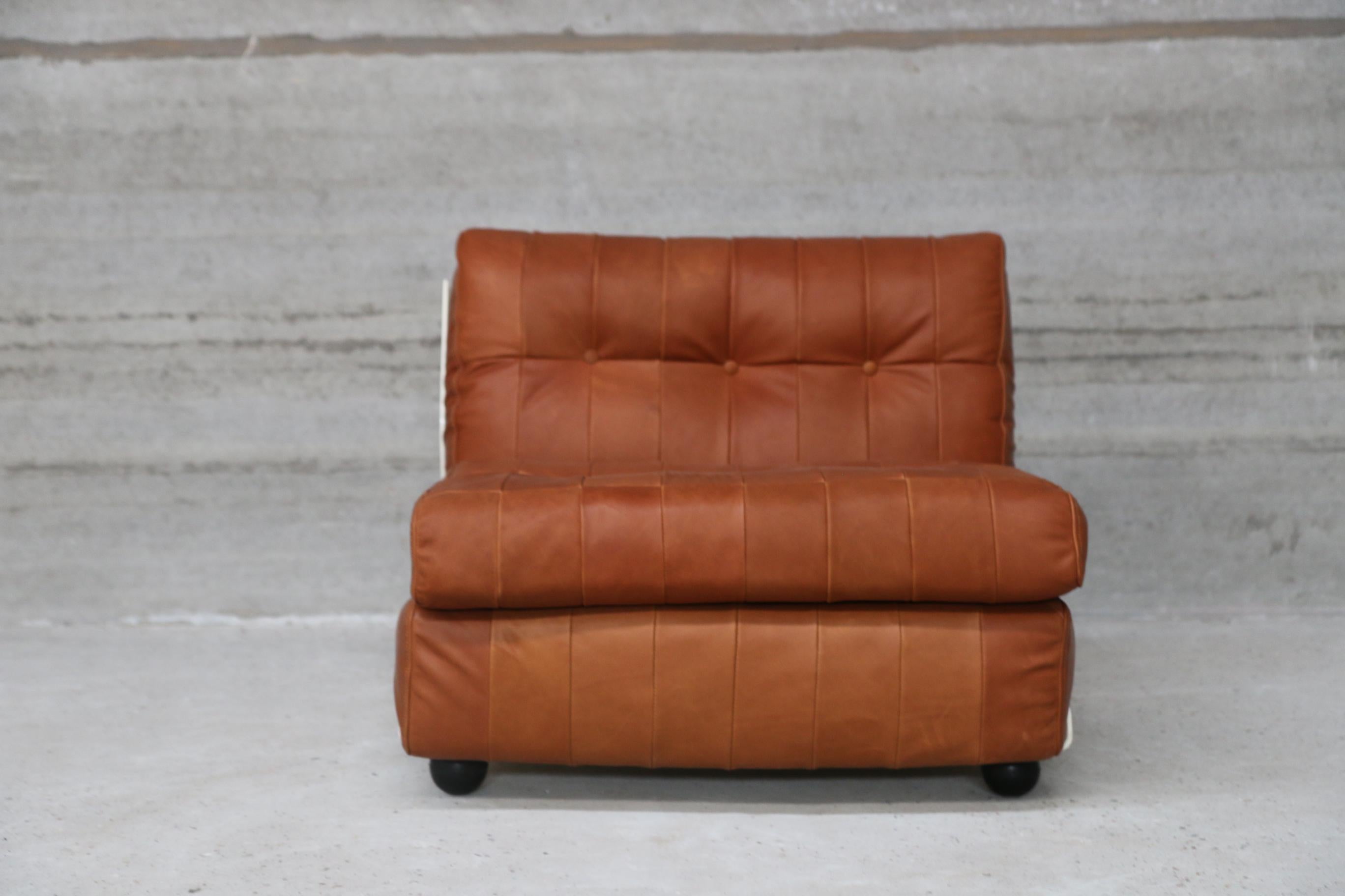Mario Bellini Vintage Amanta B&B Italia Patchwork Leather Fiberlite Lounge Chair For Sale 2