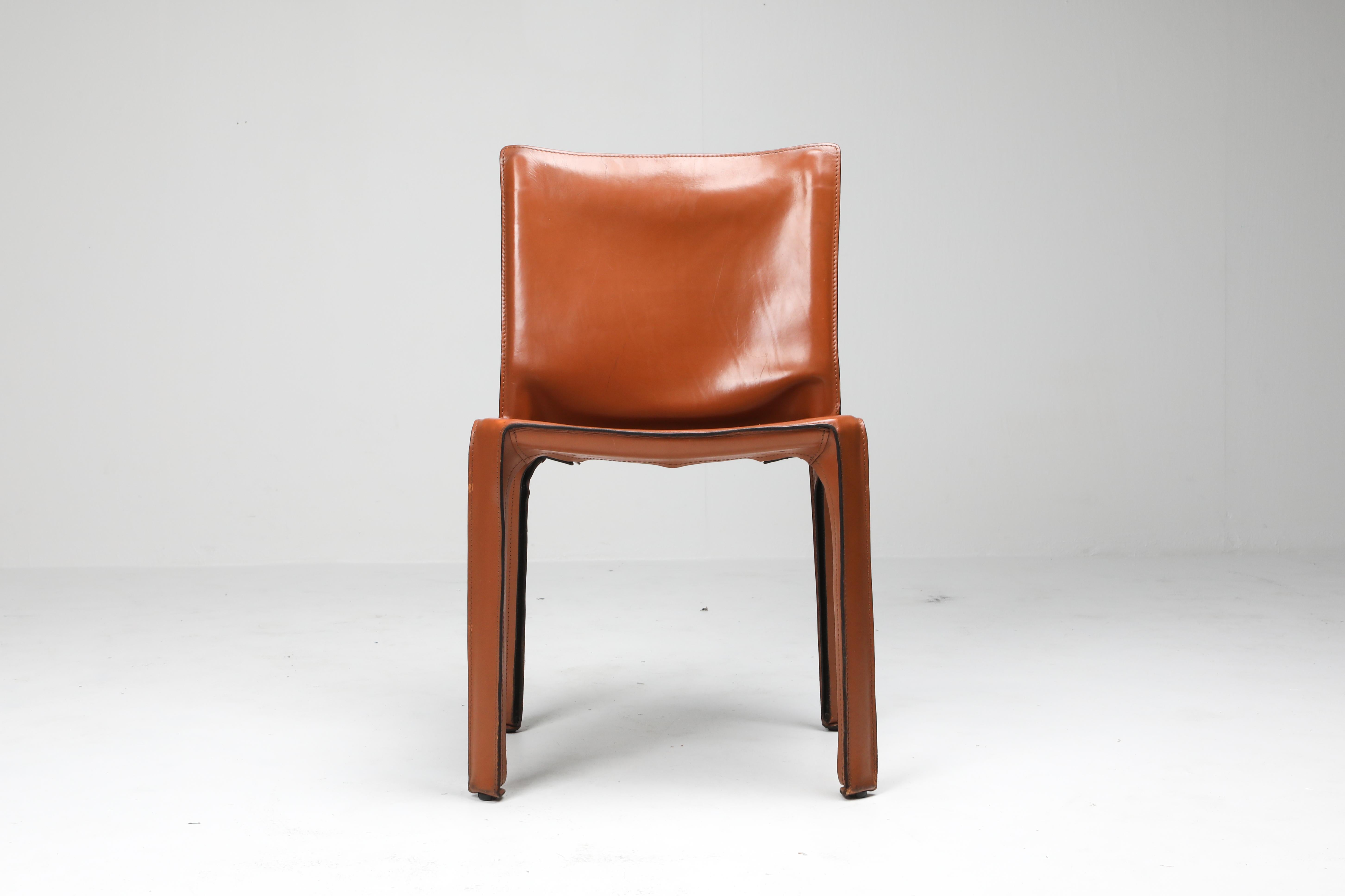 Post-Modern Mario Bellini's CAB Chair in Cognac Leather, Cassina, 1970s