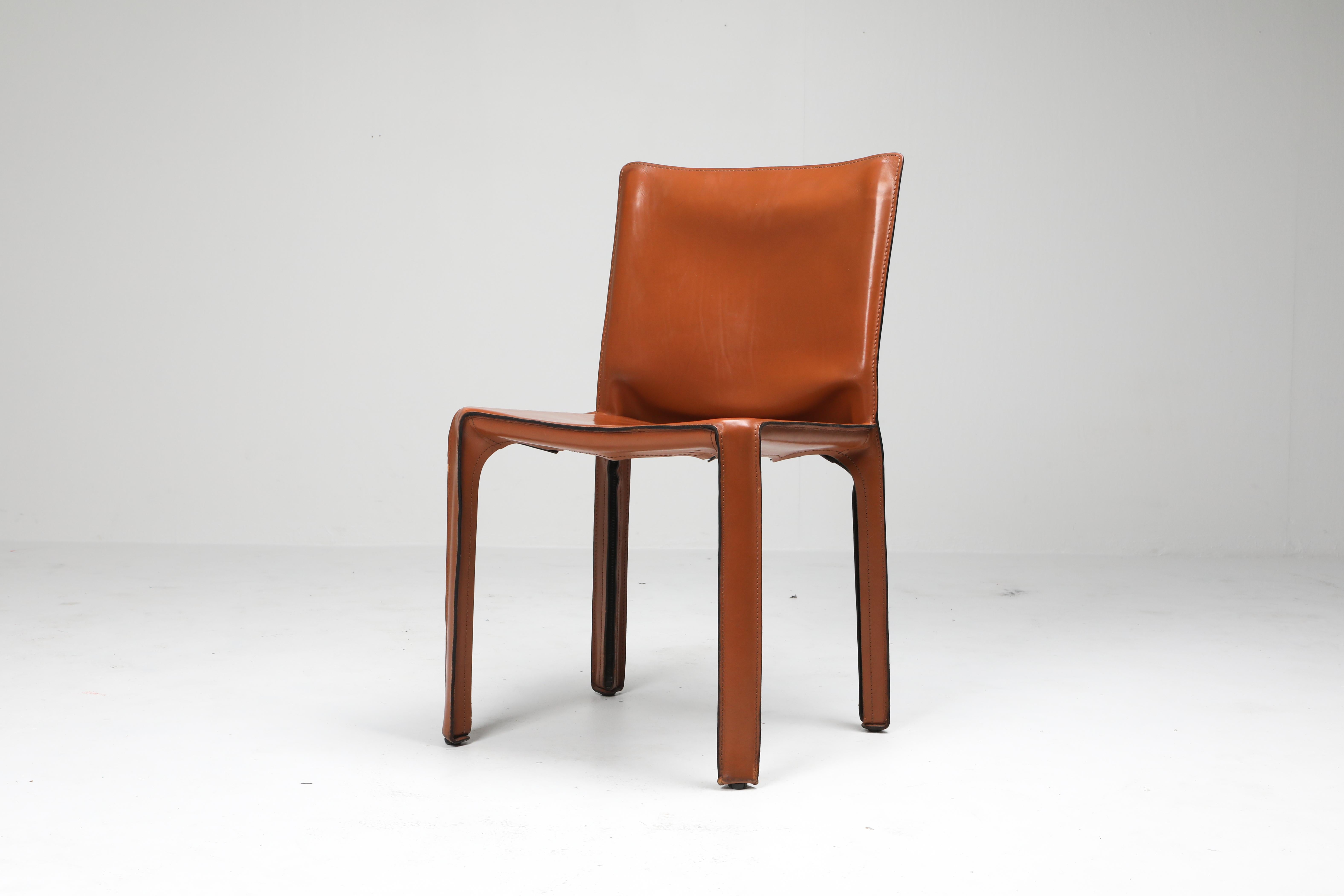 European Mario Bellini's CAB Chair in Cognac Leather, Cassina, 1970s