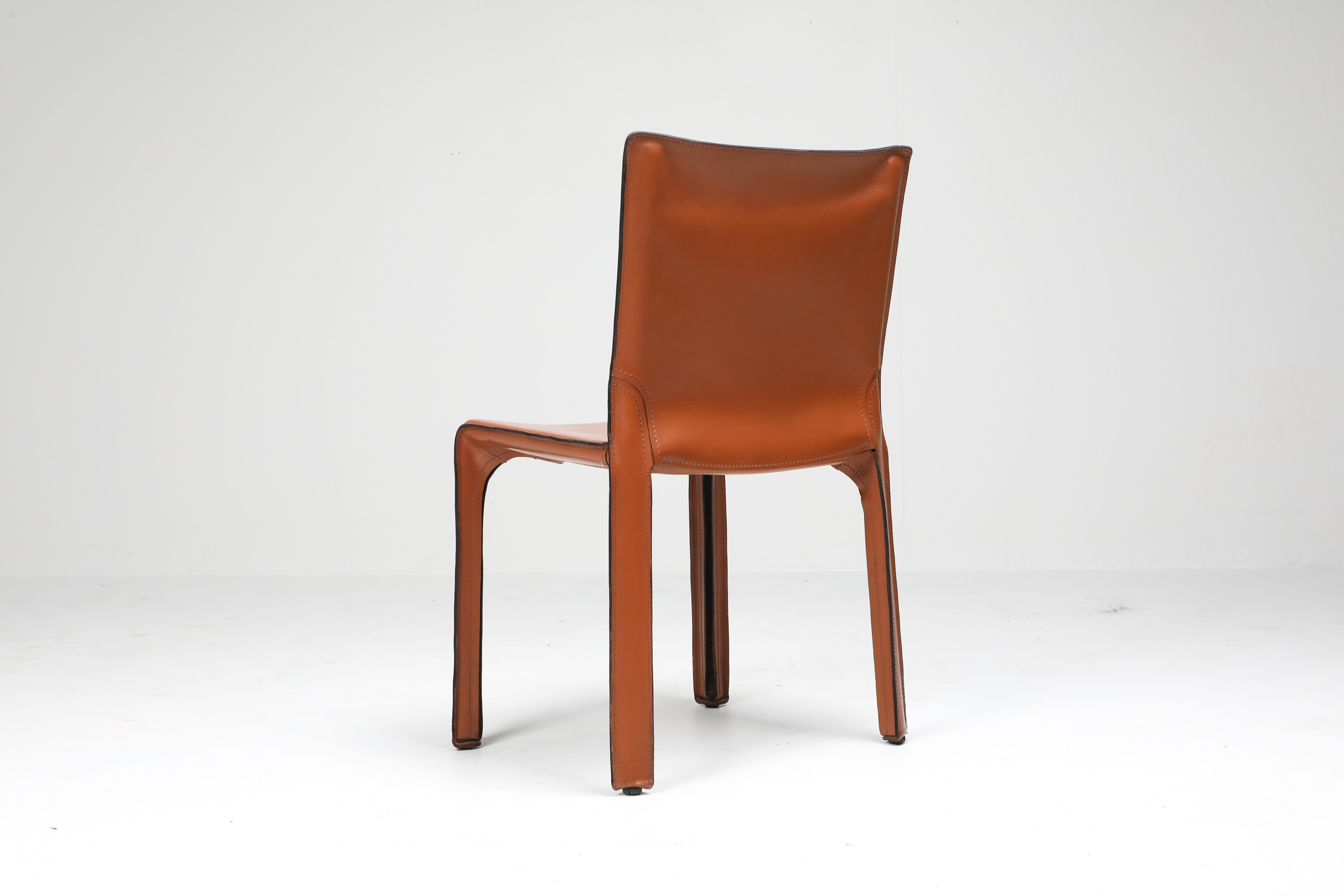 20th Century Mario Bellini's CAB Chair in Cognac Leather, Cassina, 1970s
