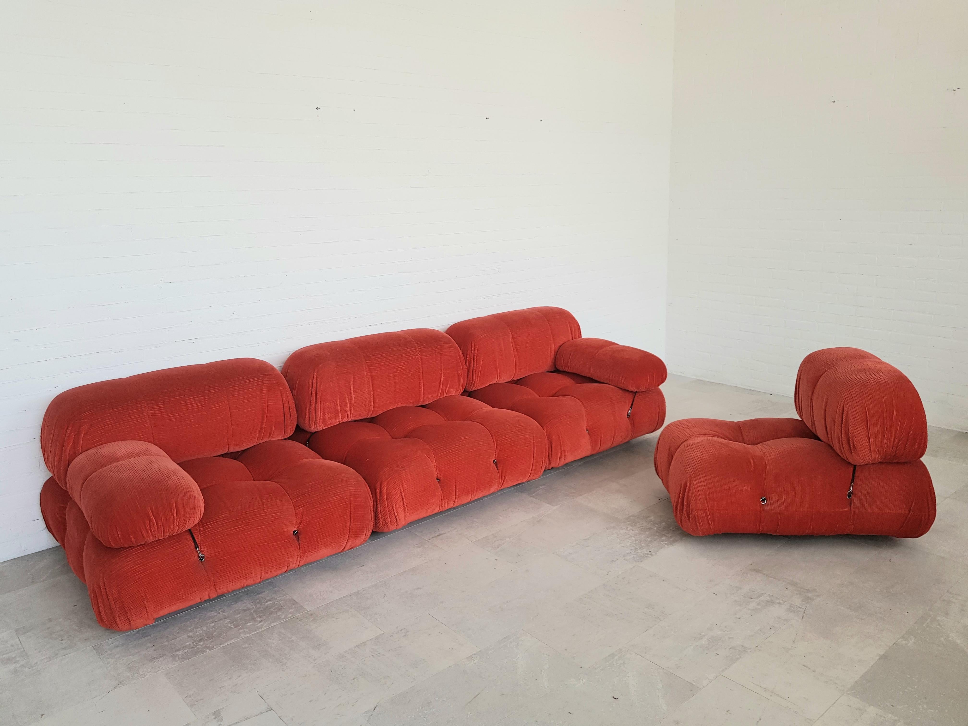 Post-Modern Mario Bellini's Camaleonda in Red Corduroy