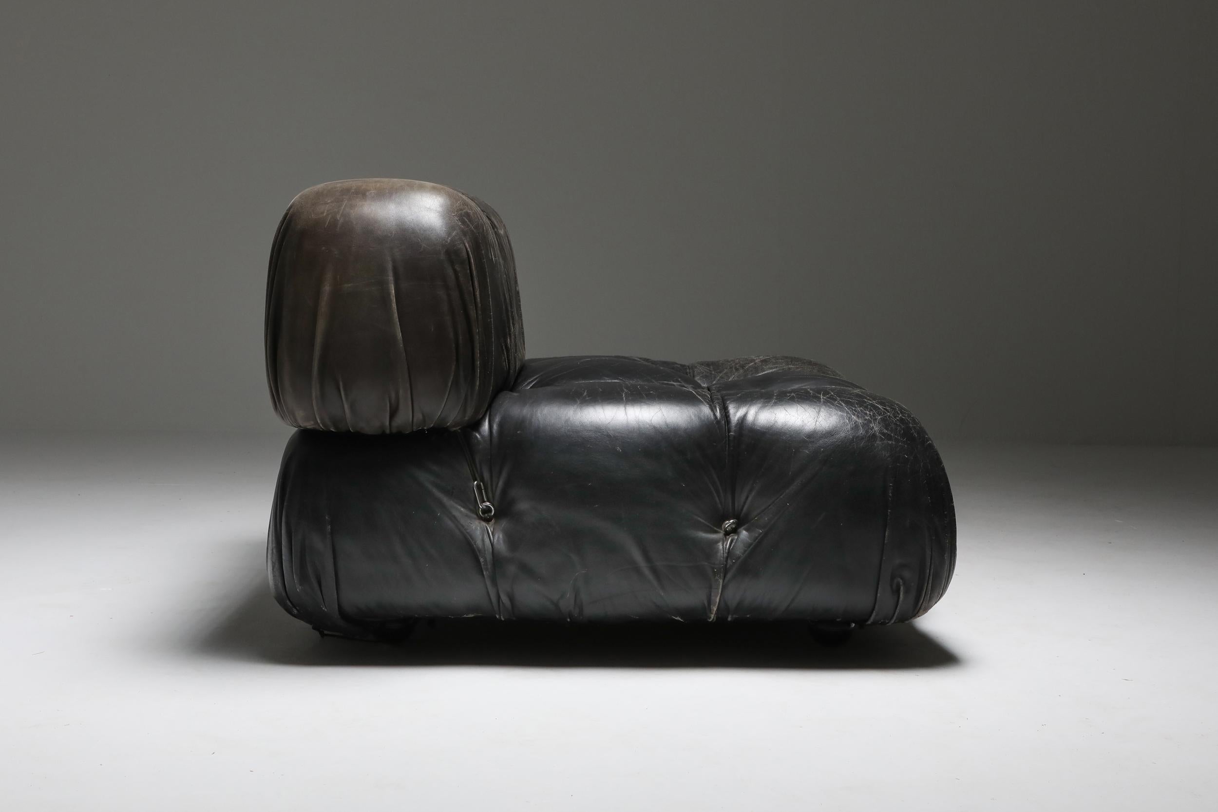 Mario Bellini's 'Camaleonda' Lounge Chairs in Original Black Leather 4