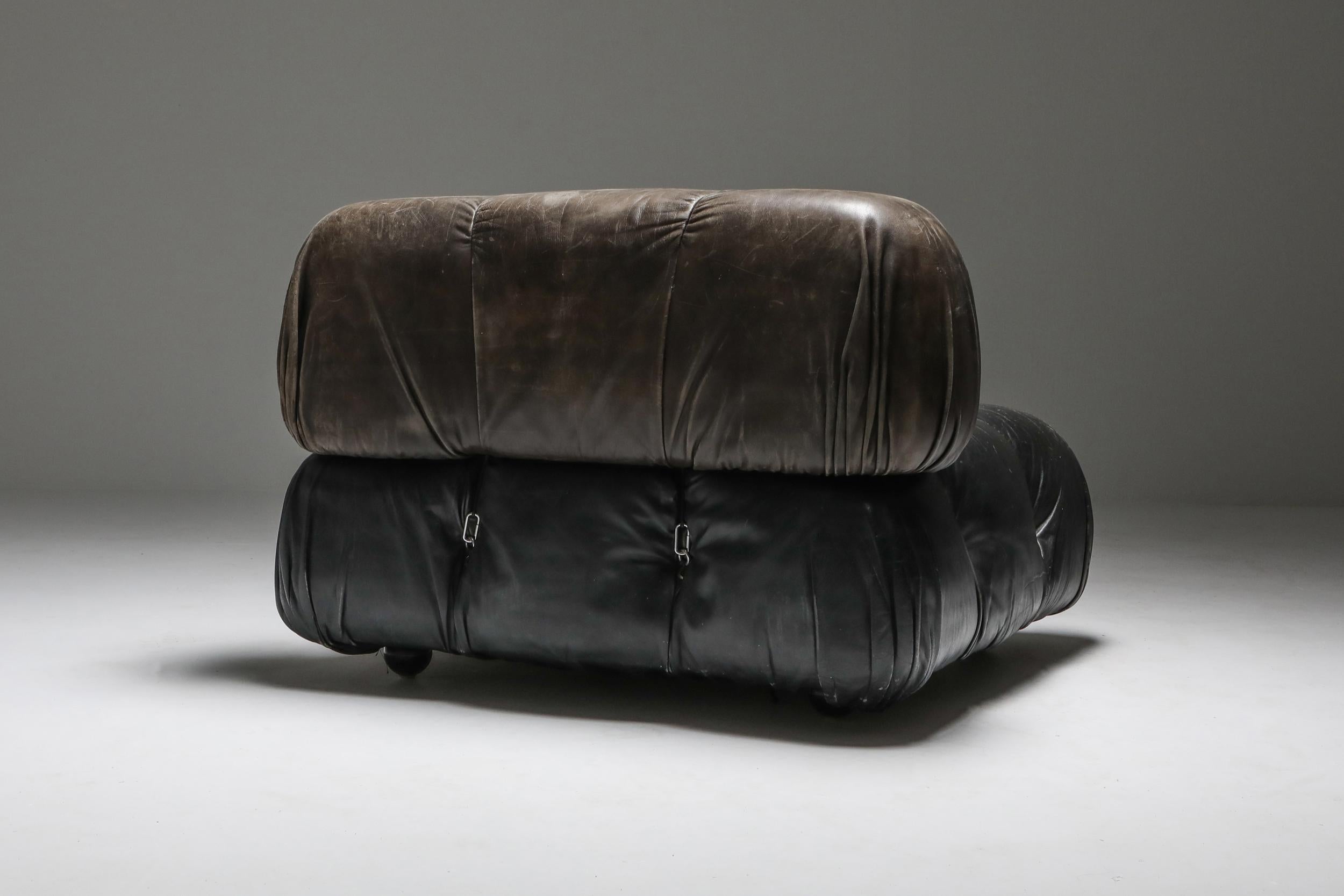 Mario Bellini's 'Camaleonda' Lounge Chairs in Original Black Leather 2