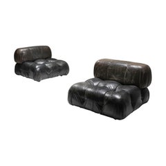 Mario Bellini's 'Camaleonda' Lounge Chairs in Original Black Leather