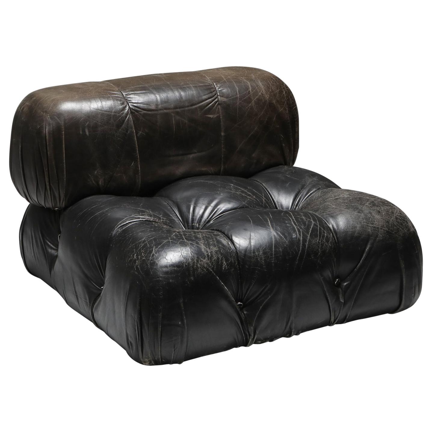Mario Bellini's 'Camaleonda' Lounge Chairs in Original Black Leather