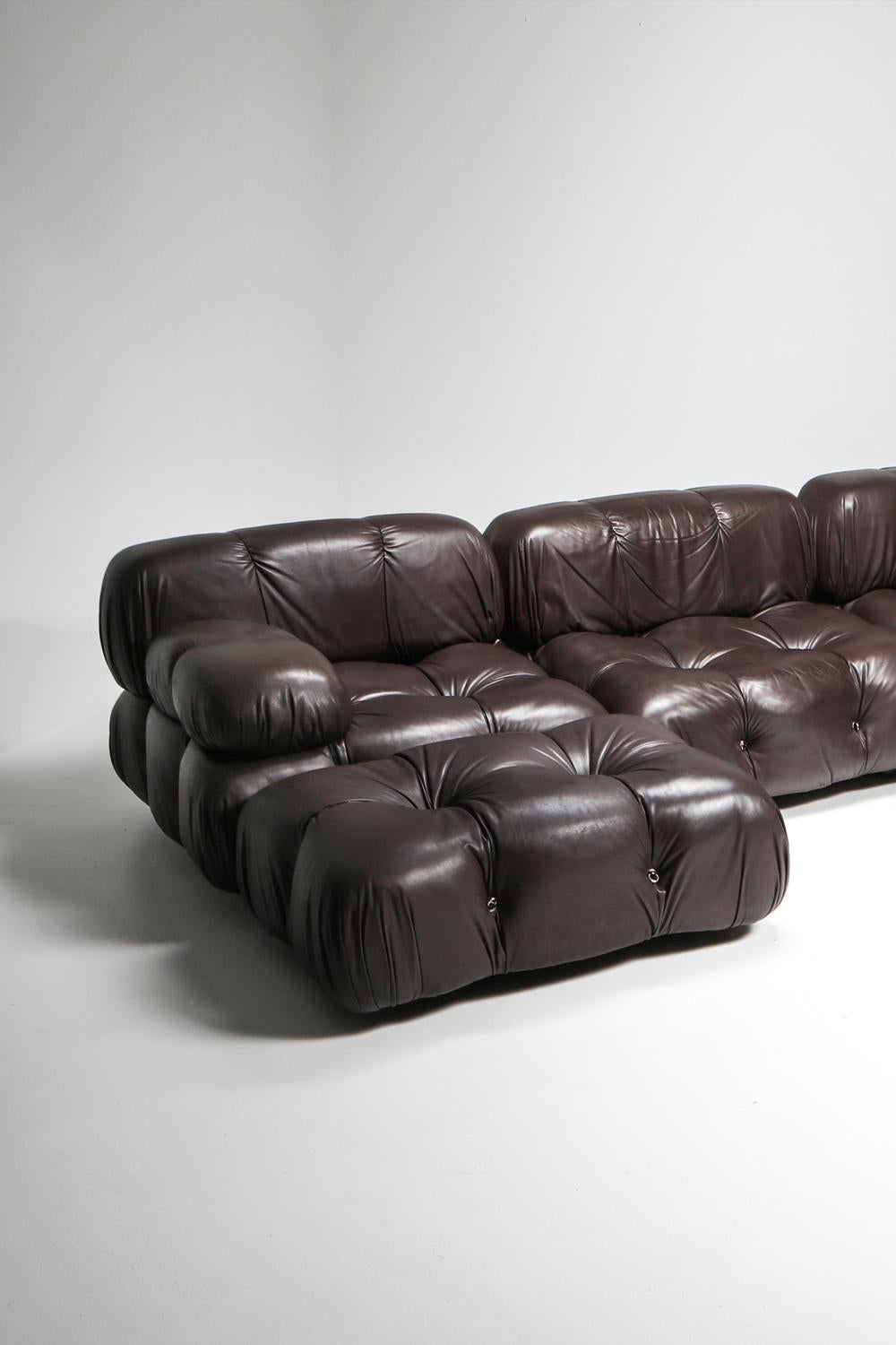 Mario Bellini's Camaleonda Original Sectional Sofa in Chocolate Brown Leather 6