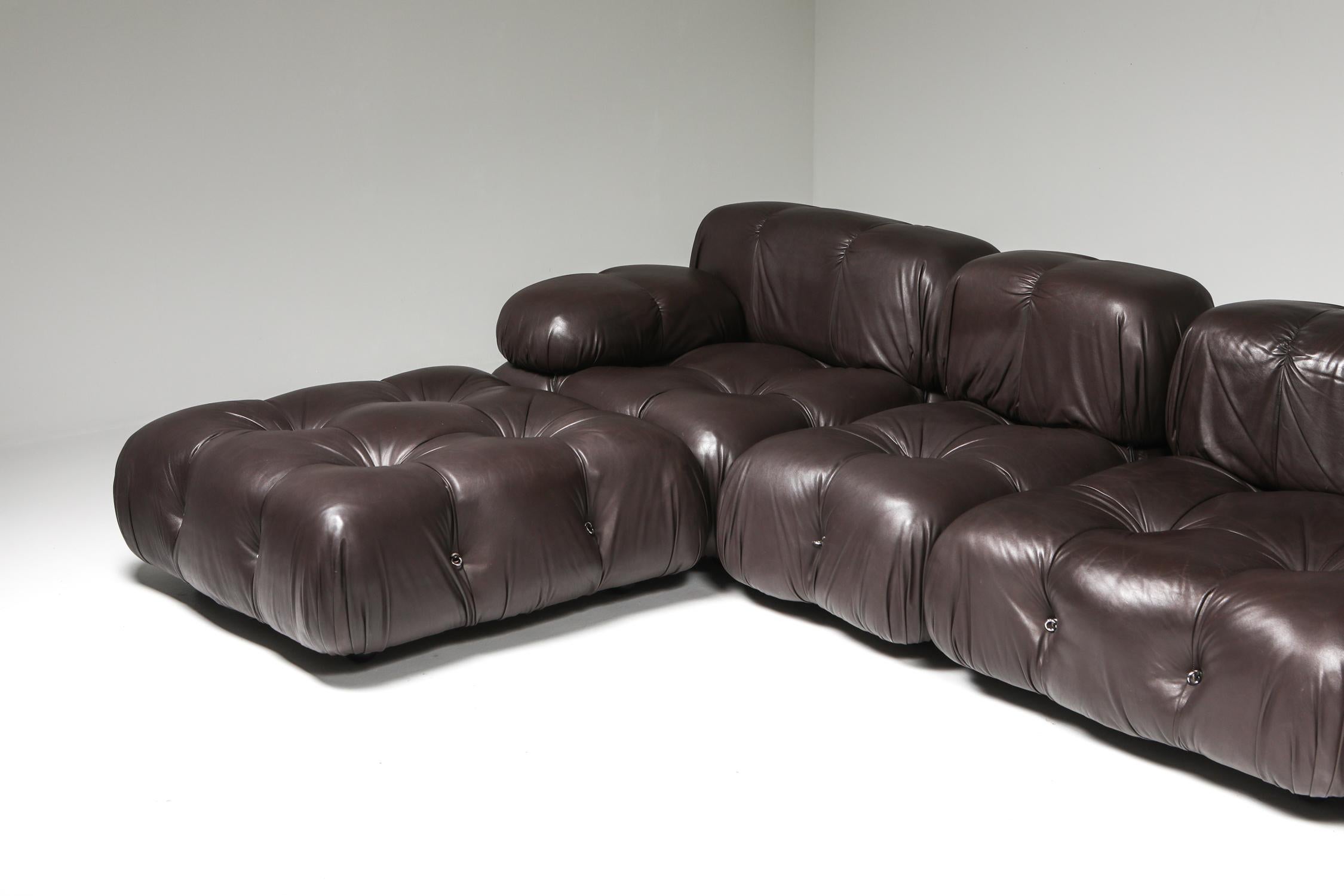 Italian Mario Bellini's Camaleonda Original Sectional Sofa in Chocolate Brown Leather