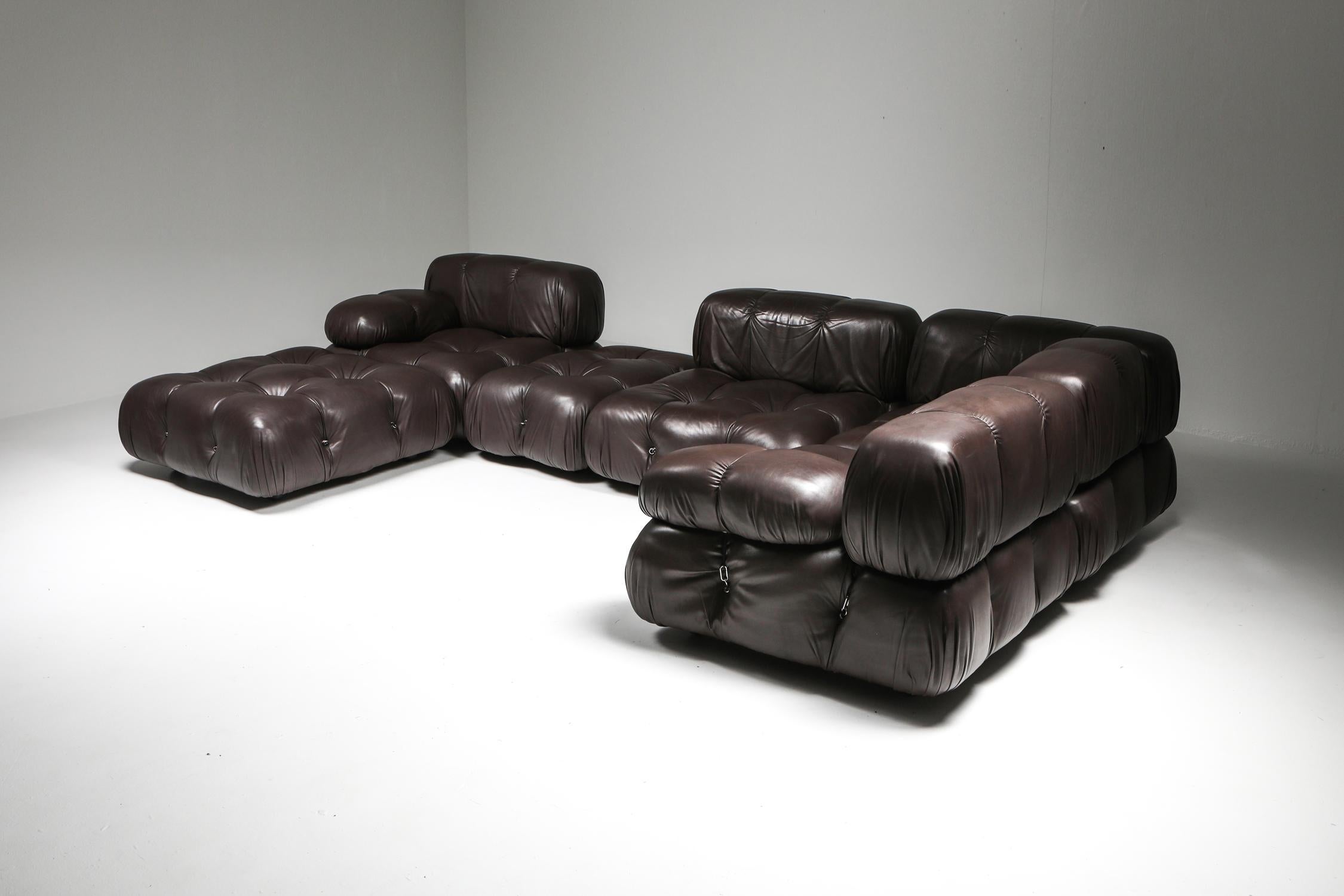 Mario Bellini's Camaleonda Original Sectional Sofa in Chocolate Brown Leather 1