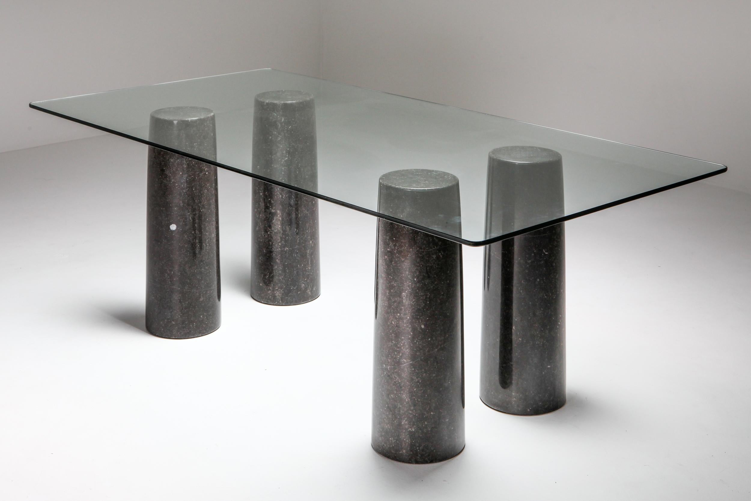 Post-Modern Mario Bellini's Colonnata Marble Table Black