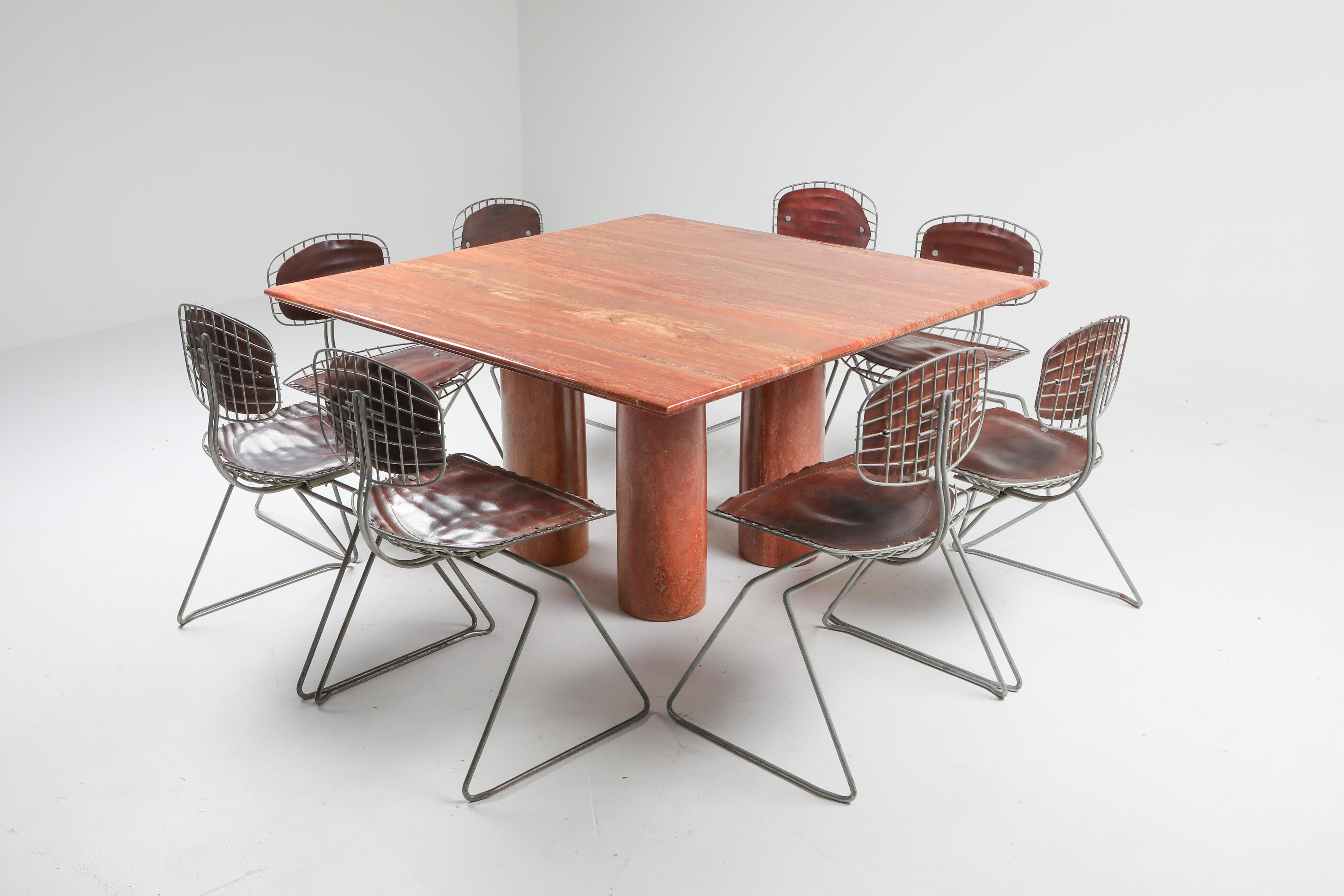 Mario Bellini's Red Travertine 'Il Collonato' Dining Table 3