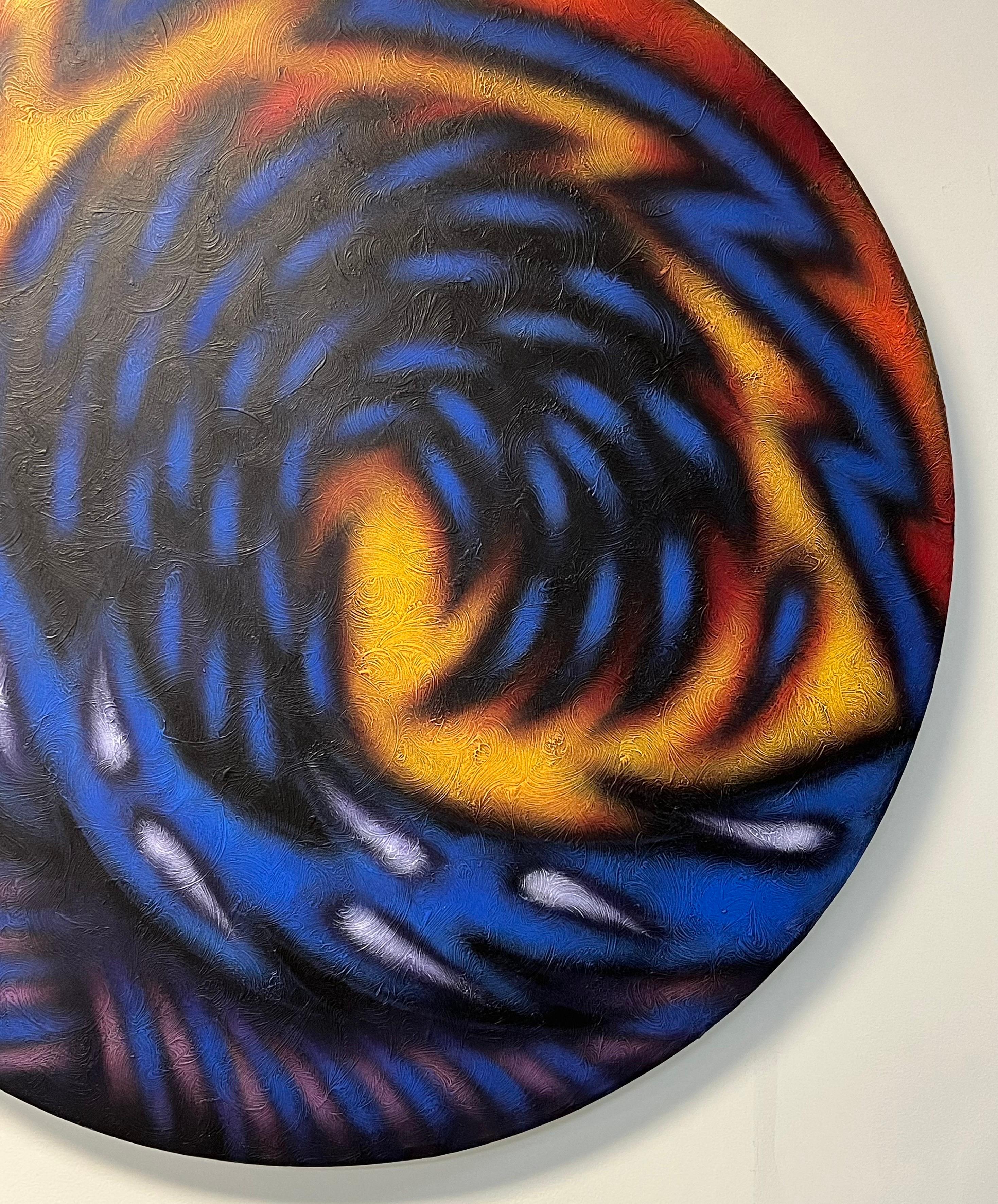 Mario Bencomo Round Abstract Painting, 1987 In Good Condition For Sale In Miami, FL