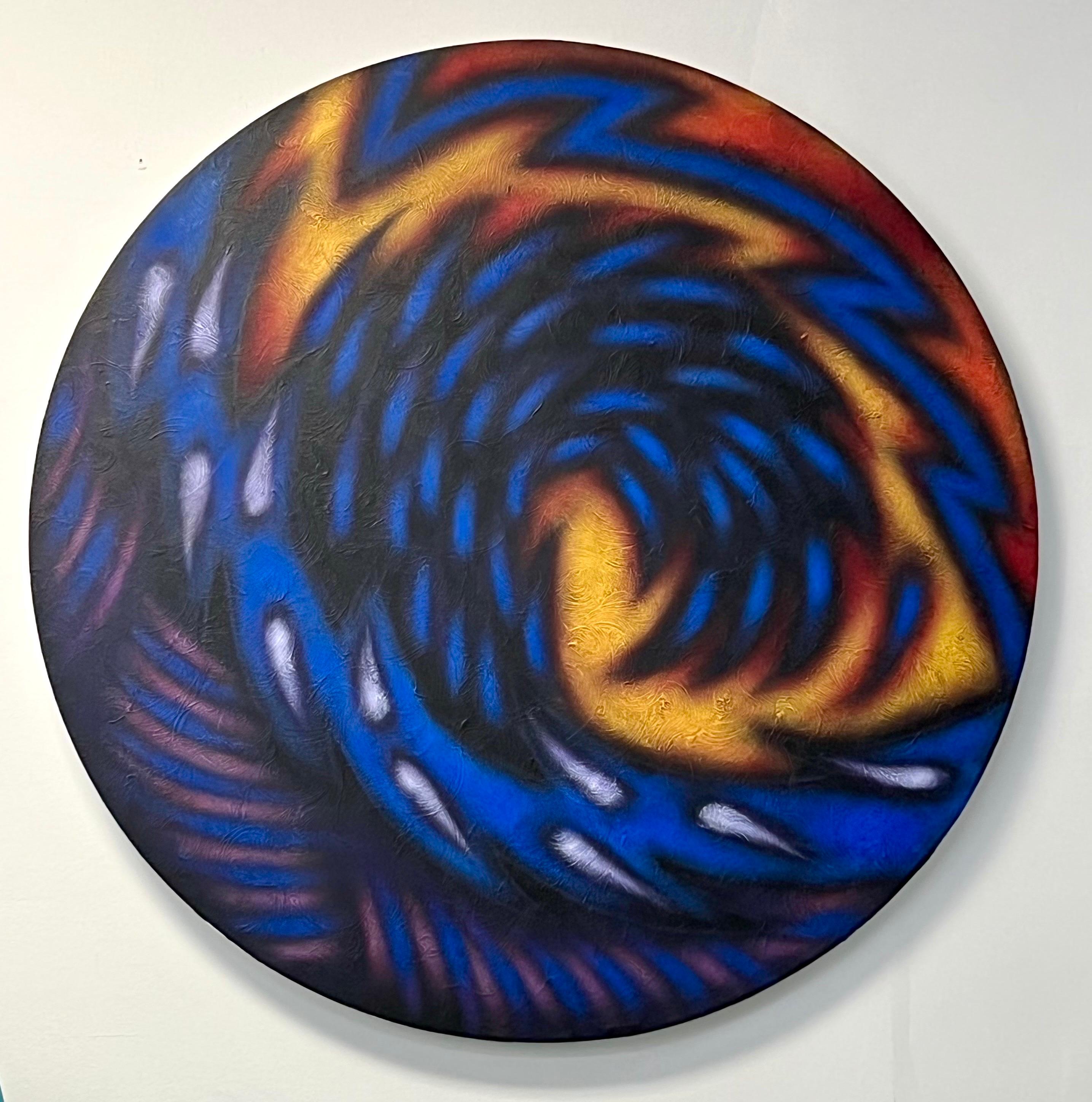 Mario Bencomo Round Abstract Painting, 1987 For Sale 3