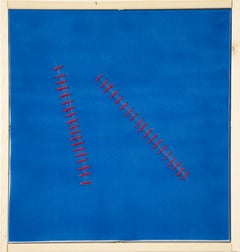 Oblique Seams on Blue - Acrylic Painting by Mario Bigetti - 2020