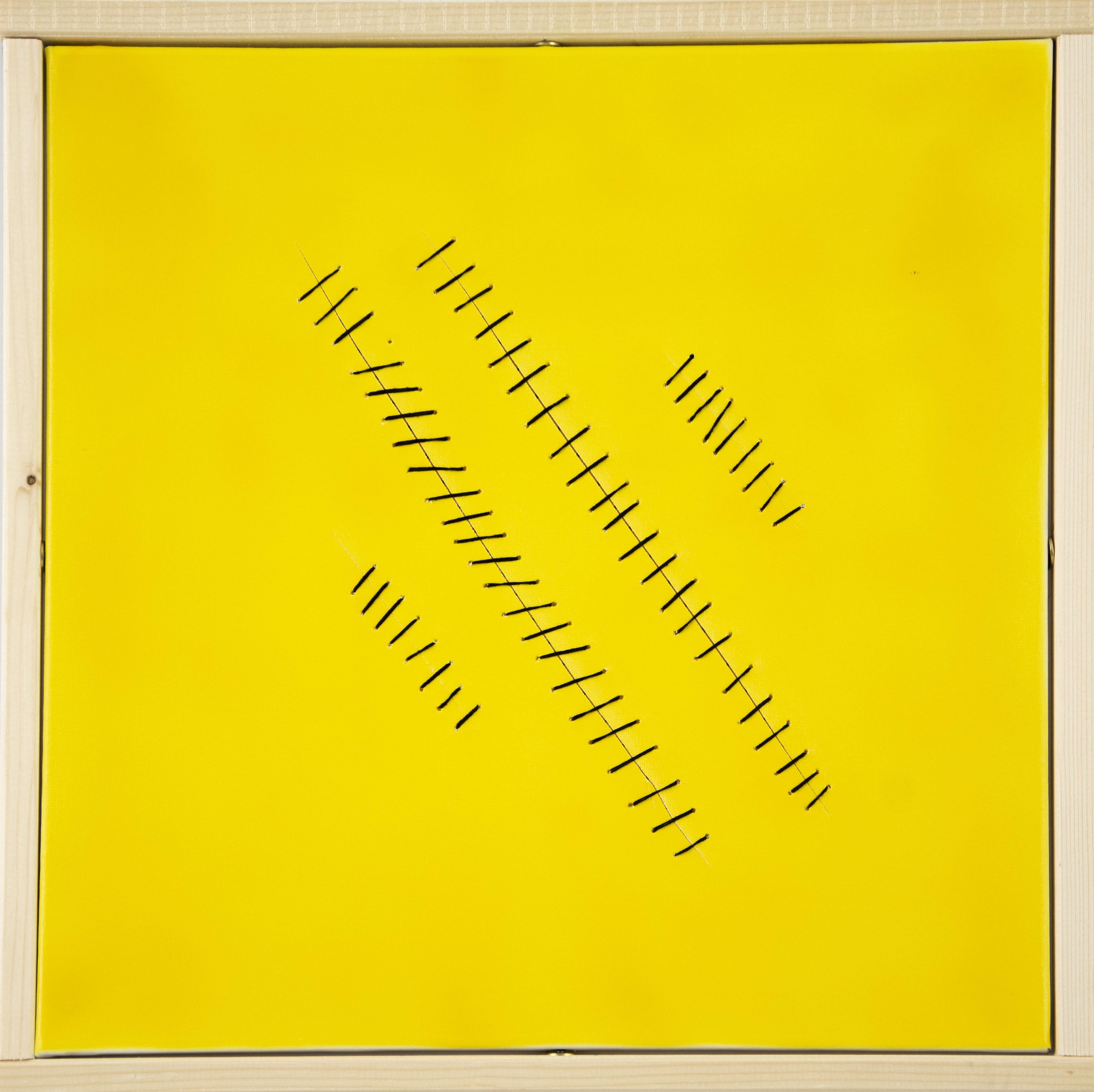 Peinture acrylique « Oblique Seams on Yellow » de Mario Bigetti - 2020 en vente 1