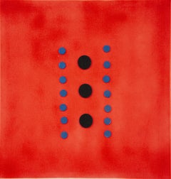 Polka Dots on Red - Acrylic Painting by Mario Bigetti - 2020