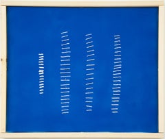 Seams on Blue - Acrylic Painting by Mario Bigetti - 2020