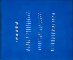 Seams on Blue - Acrylic Painting by Mario Bigetti - 2020