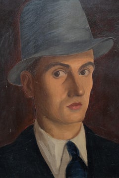 Man with Hat. Double-sided Portrait on Wood Panel. Turin, 1930s