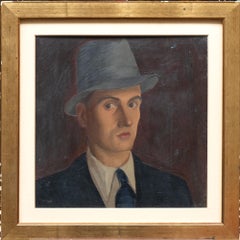 Man with Hat. Double-sided Portrait on Wood Panel. Turin, 1930s