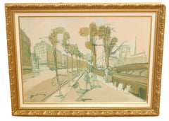 Vista urbana - Óleo sobre tabla - Firmado - Enmarcado - Años 80-90