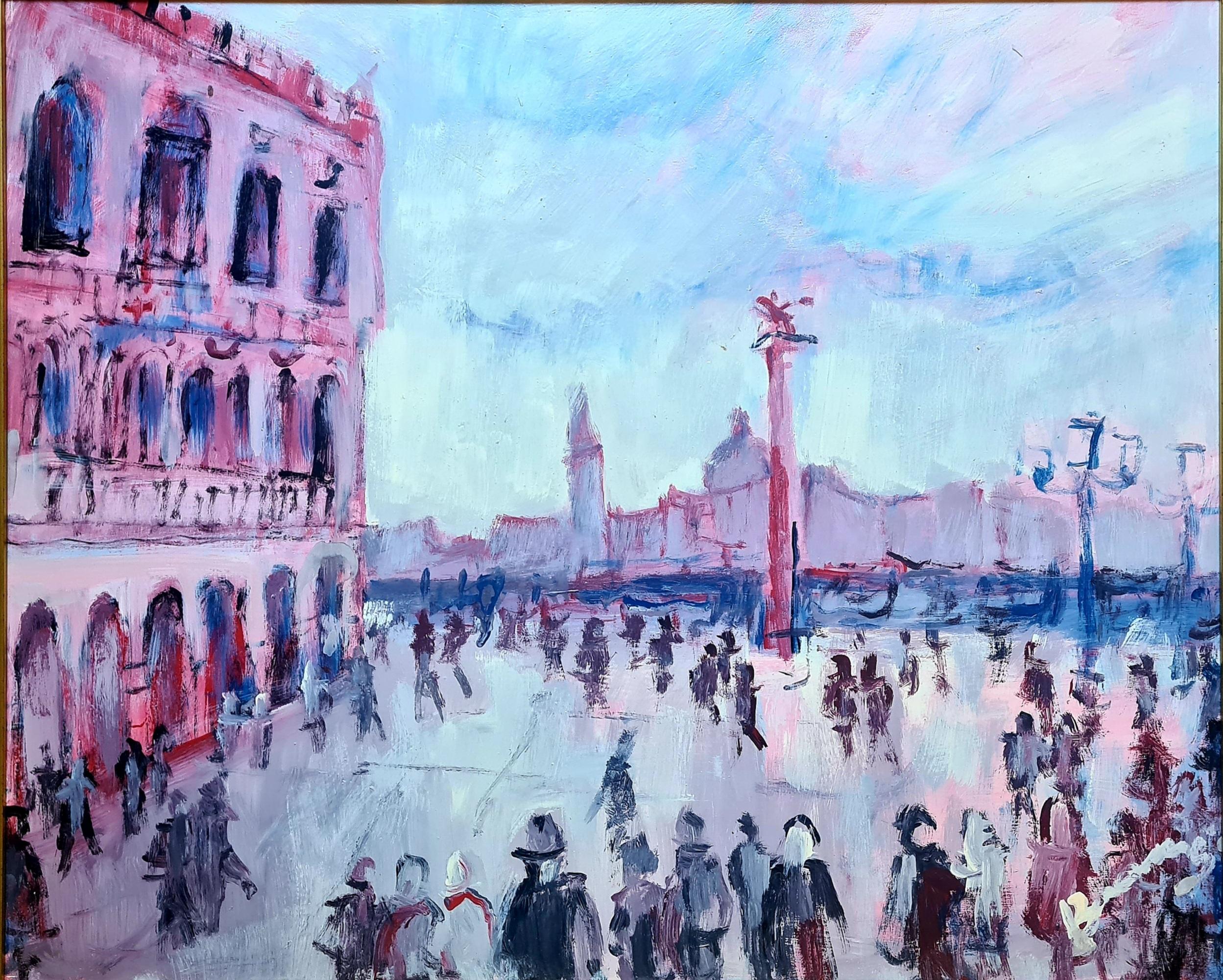 Piazza San Marco, Dogenpalast, Venedig, Schule von Raoul Dufy – Painting von Mario Bonamici