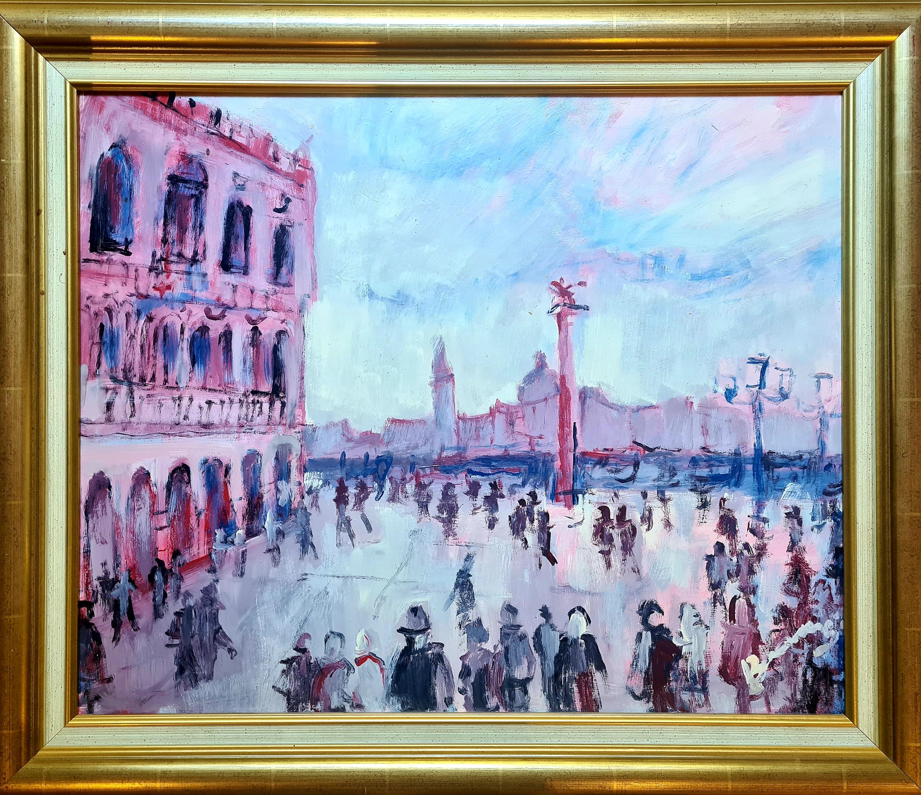 Mario Bonamici Figurative Painting – Piazza San Marco, Dogenpalast, Venedig, Schule von Raoul Dufy