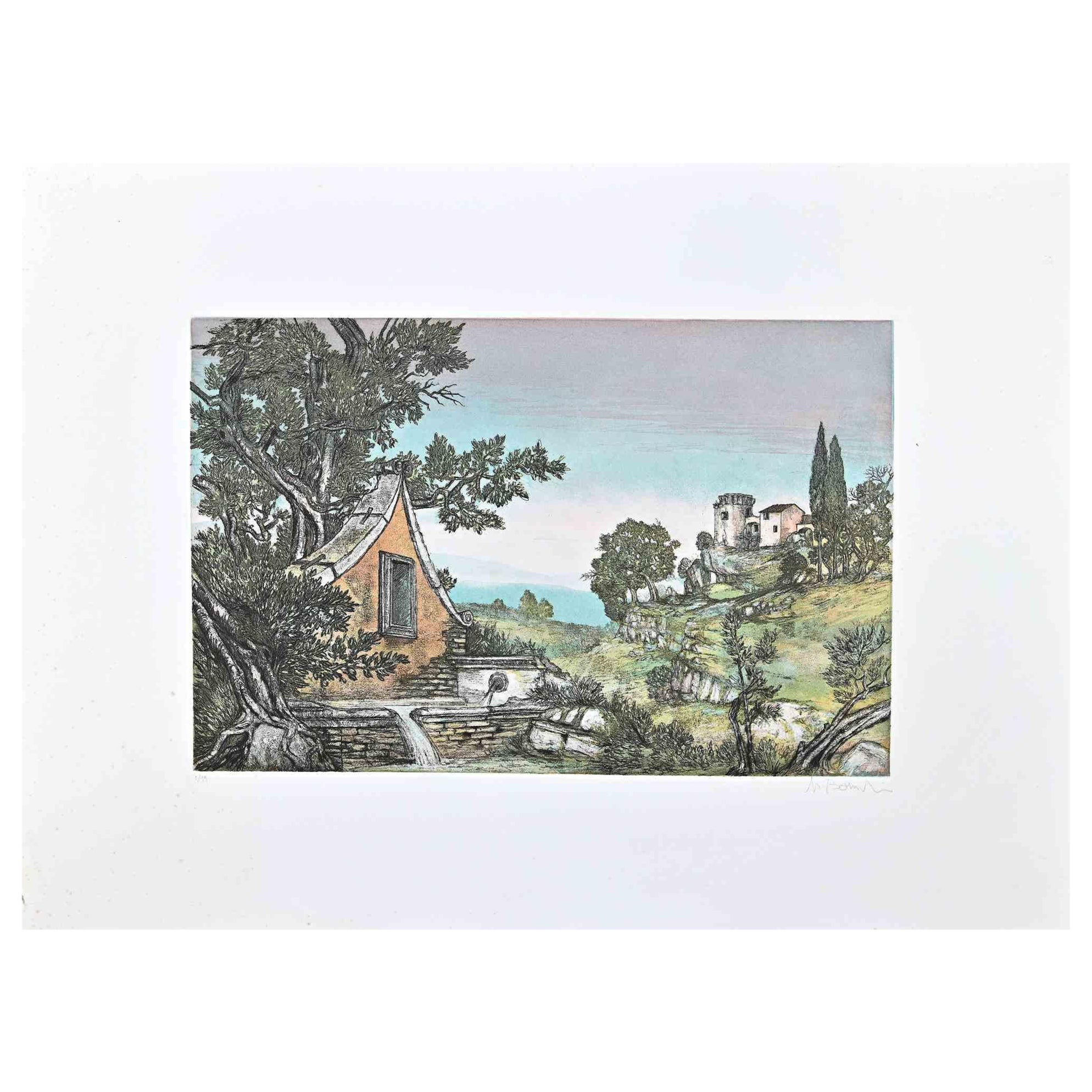 Landschaft - Radierung  Marco Bonechi – Ende des 20. Jahrhunderts