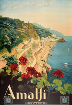 Original Antique Travel Advertising Poster Amalfi Coast Italia ENIT Italy