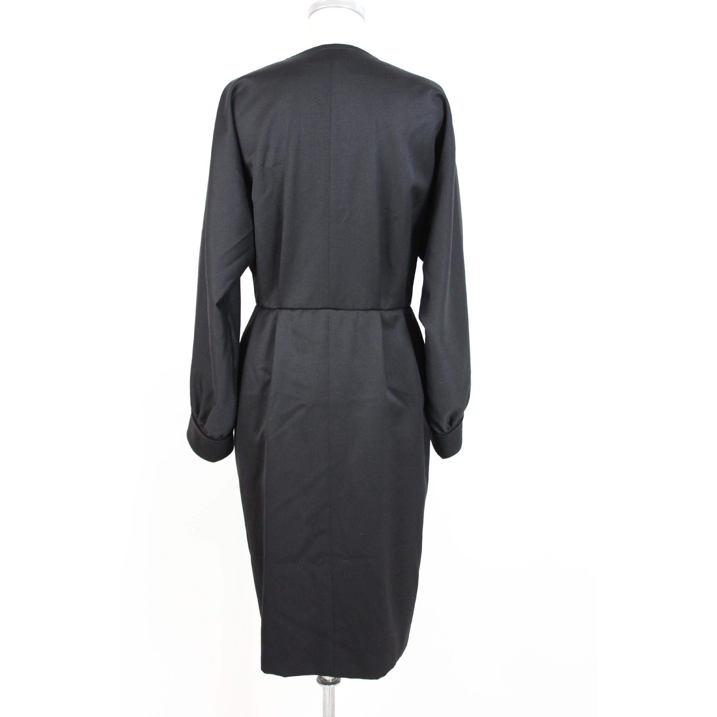 Mario Borsato Black Gold Wool Elegant Sheath Dress For Sale at 1stDibs