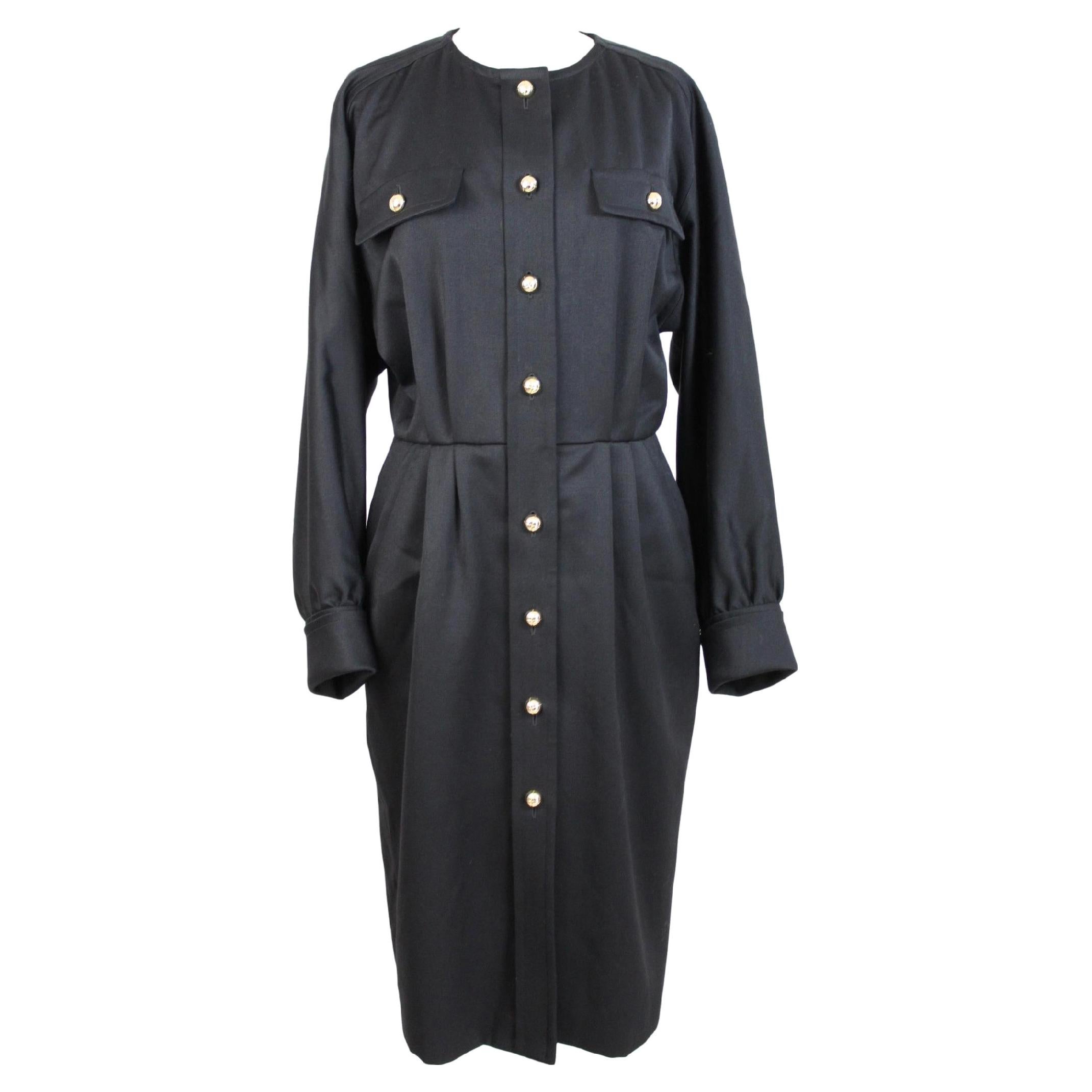 Mario Borsato - Robe fourreau élégante en laine noire et dorée