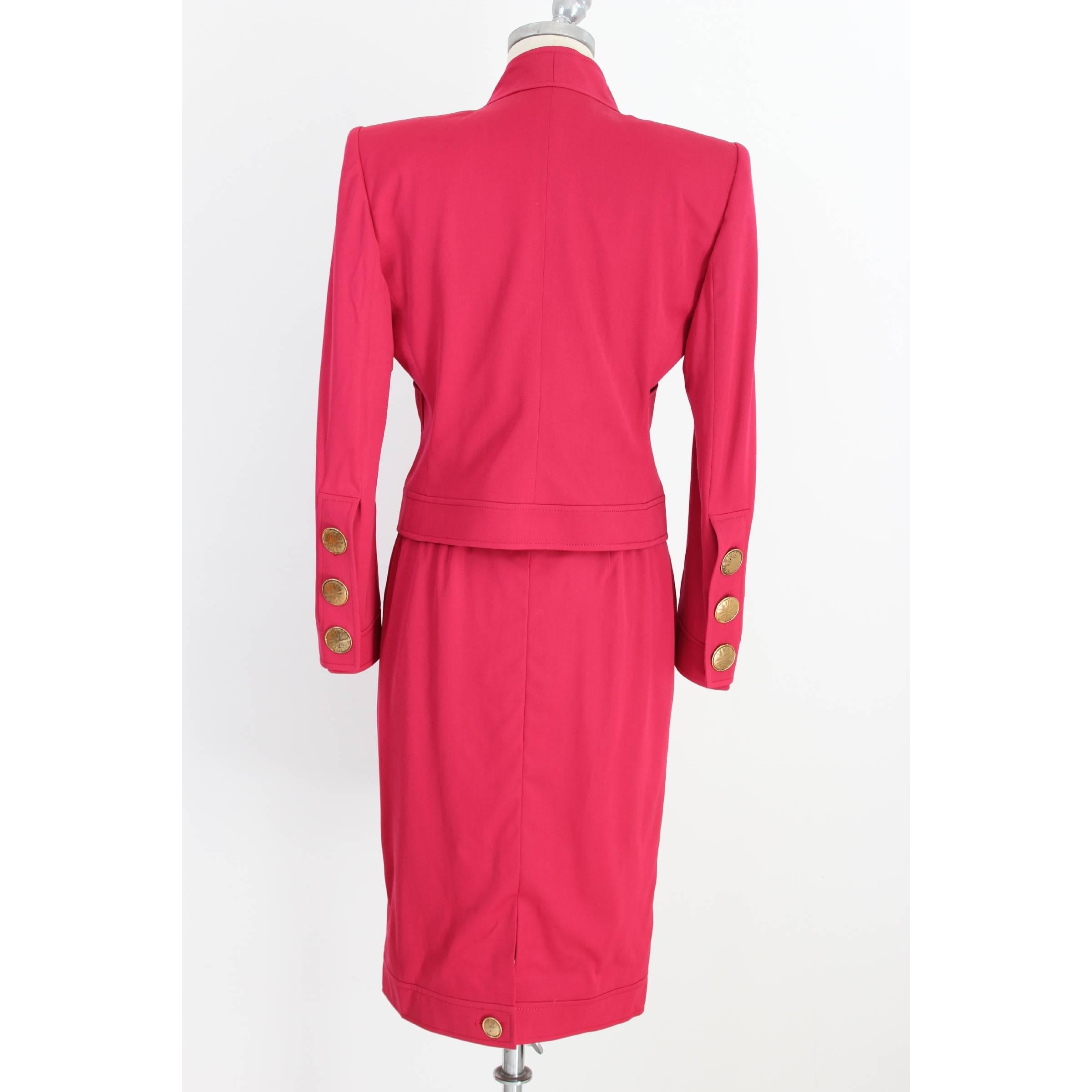 Mario Borsato Suit Skirt Fuchsia Wool Italian Jacket Tailleur, 1980s  For Sale 1