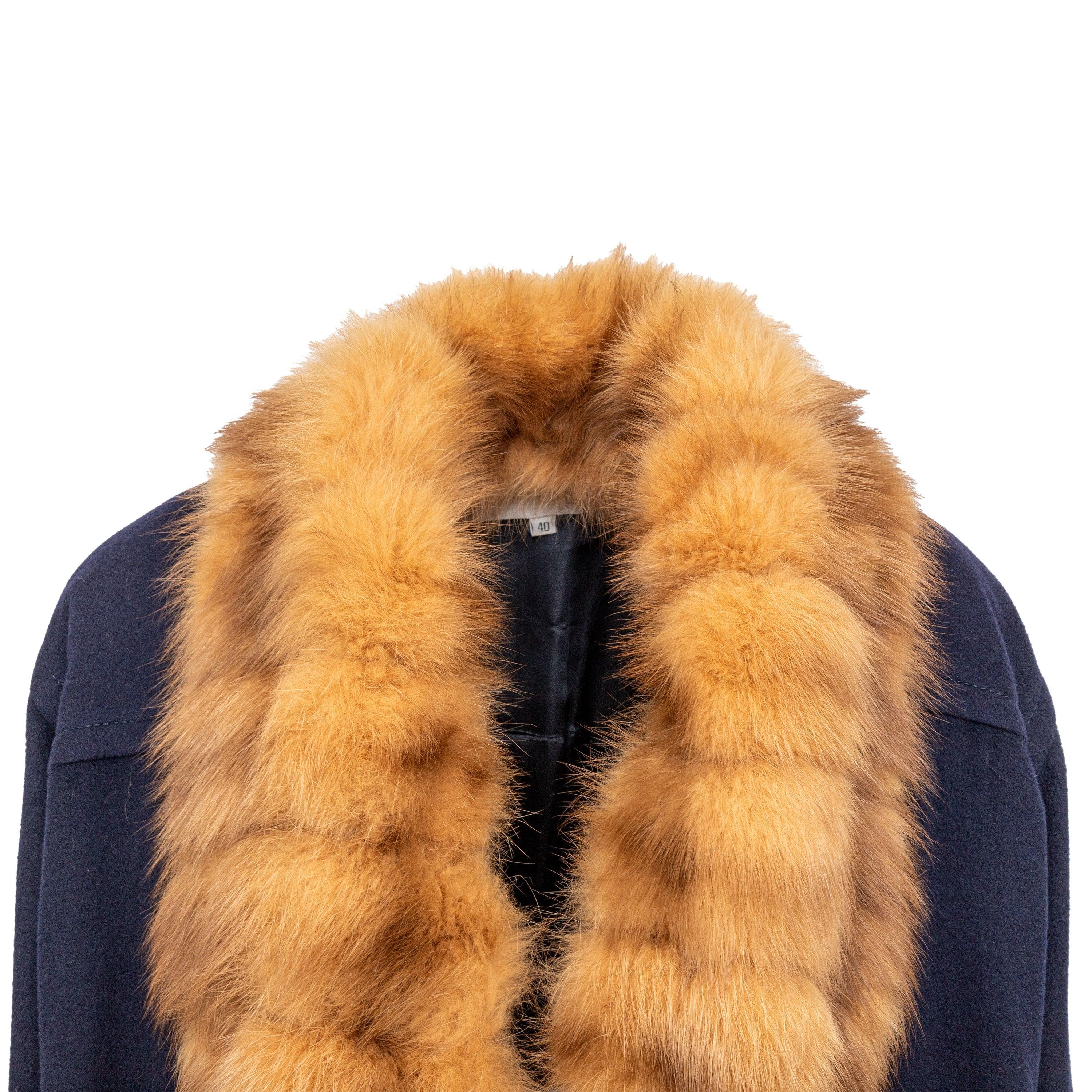 Orange Mario Borsato Wool Coat with Fur - '90s