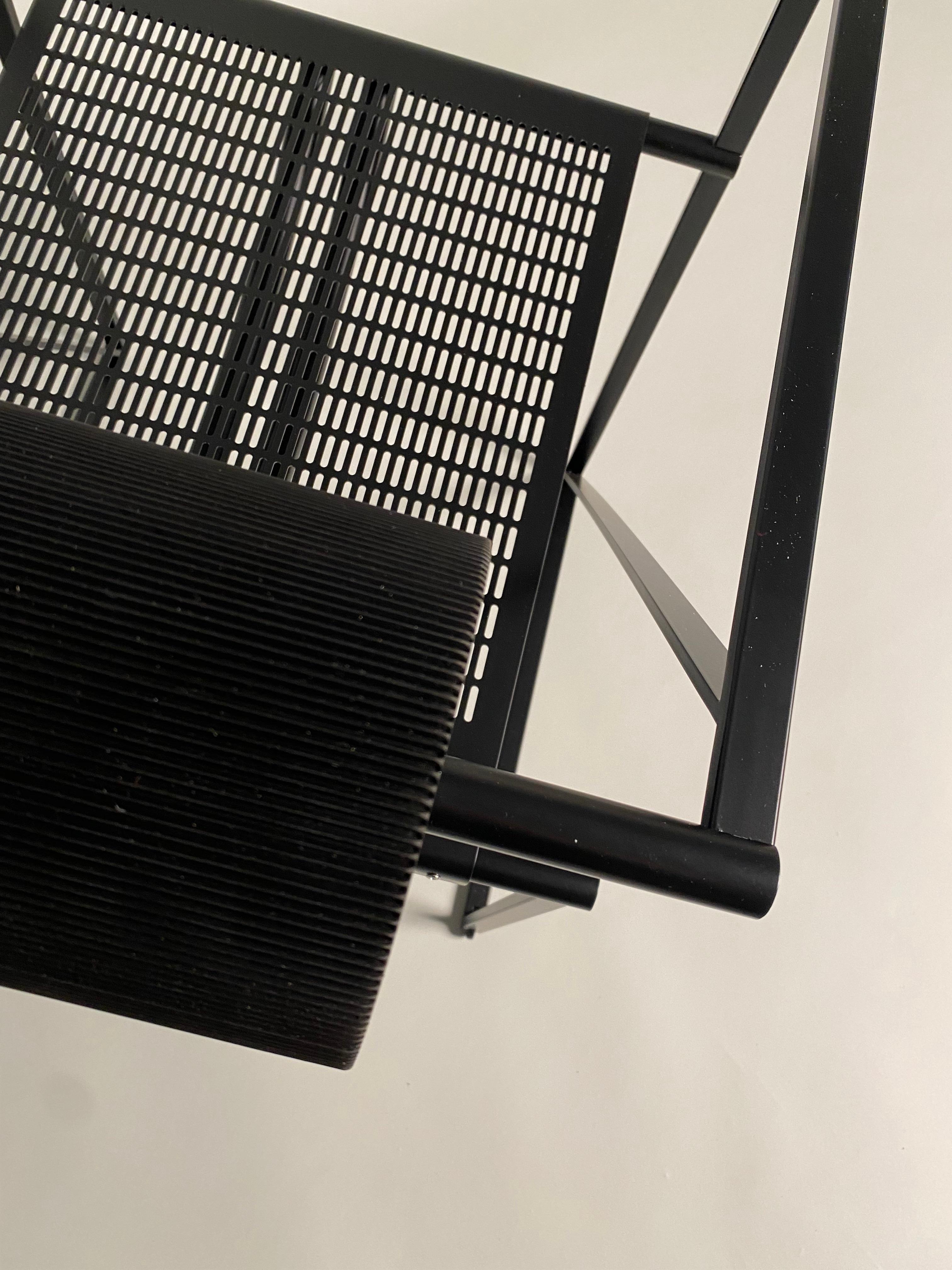 Post-Modern Mario Botta, 4 'Seconda' Black Metal Chairs, Alias Mod. 602, 1980s For Sale