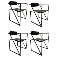 Mario Botta, 4 'Seconda' Black Metal Chairs, Alias Mod. 602, 1980s