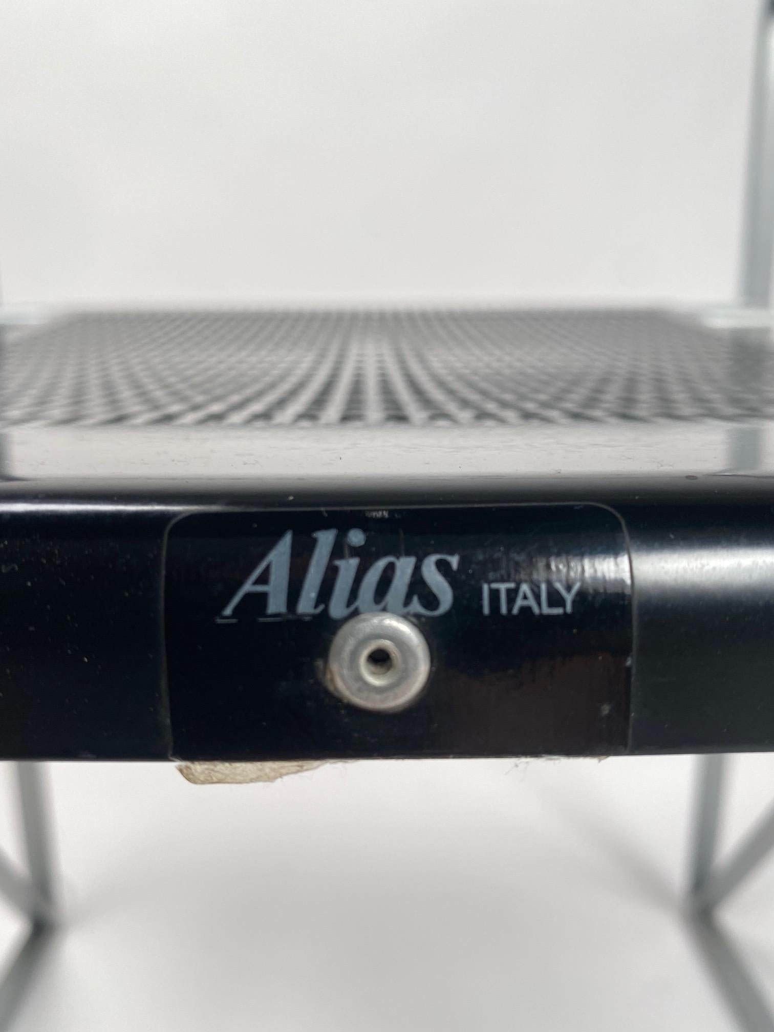 Italian Mario Botta, 4 'Seconda'  Metal Chairs, Alias Mod. 602, 1980s For Sale