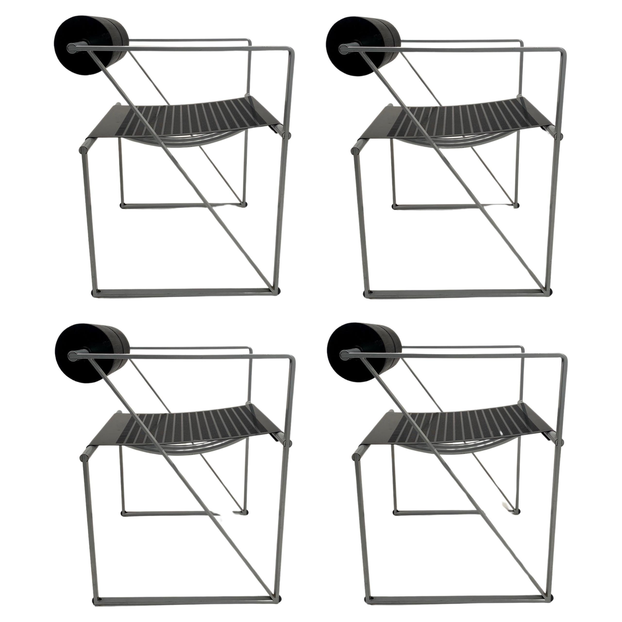 Mario Botta, 4 'Seconda'  Metal Chairs, Alias Mod. 602, 1980s